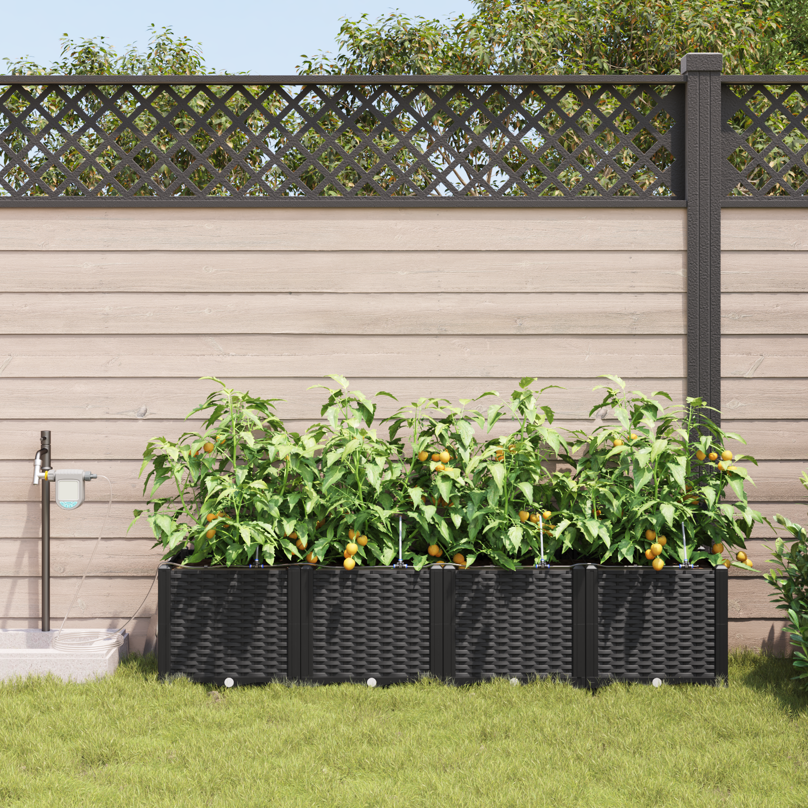 Garden Planters with Water Irrigation System 4 pcs Black - Image 3