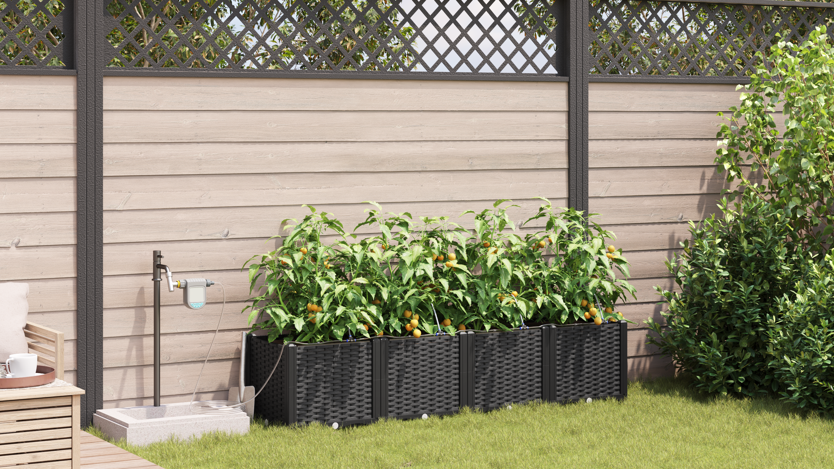 Garden Planters with Water Irrigation System 4 pcs Black - Image 4