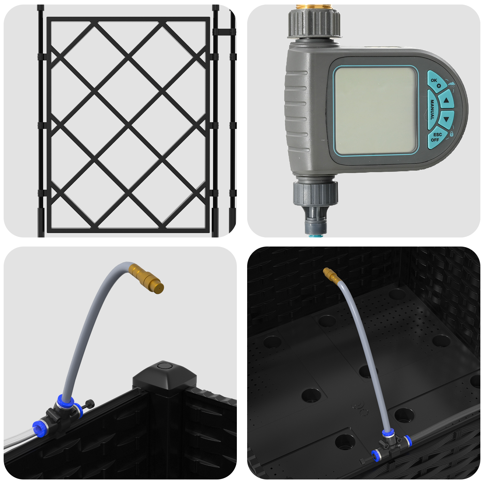 Garden Planters with Water Irrigation System Black - Image 8