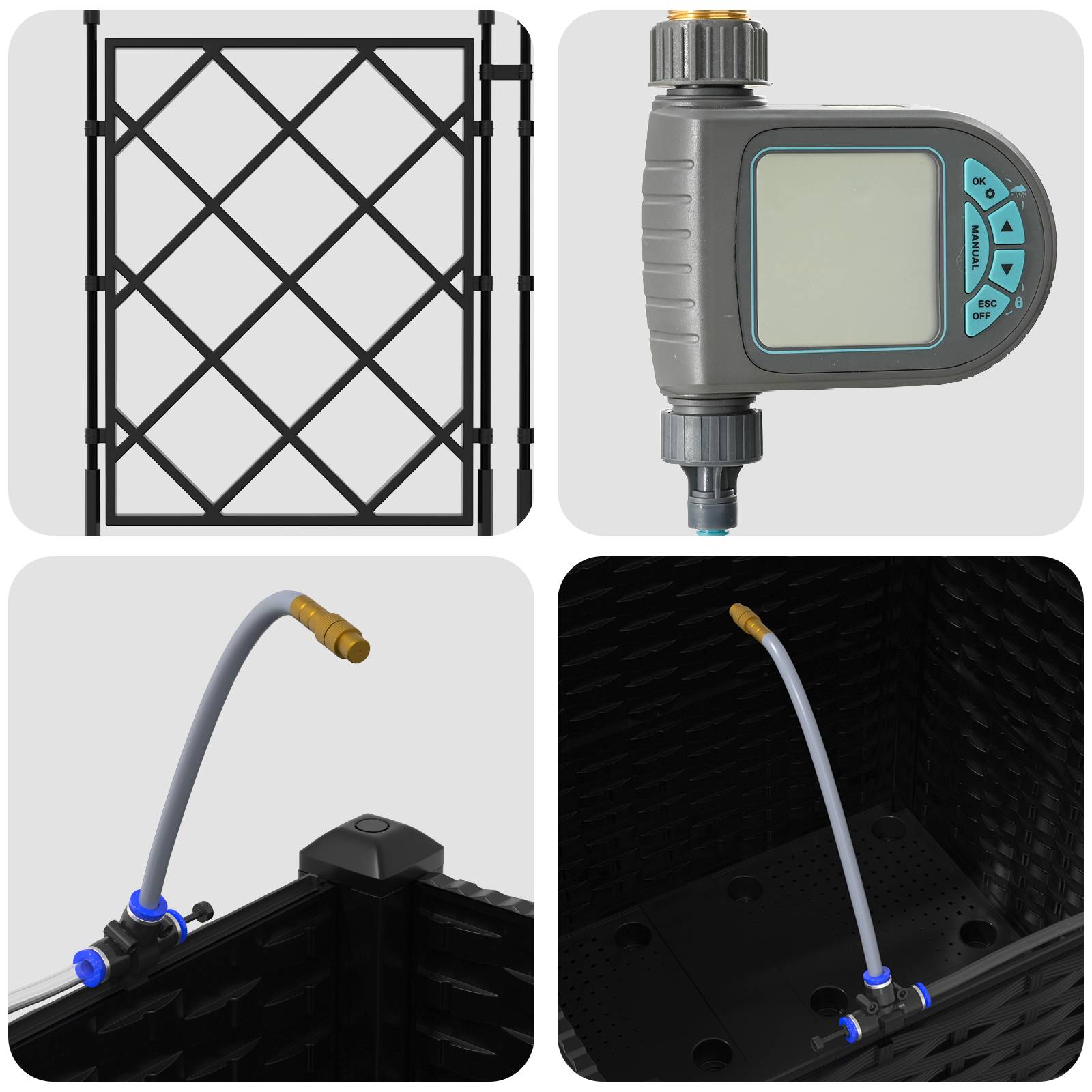 Garden Planters with Water Irrigation System Black - Image 8