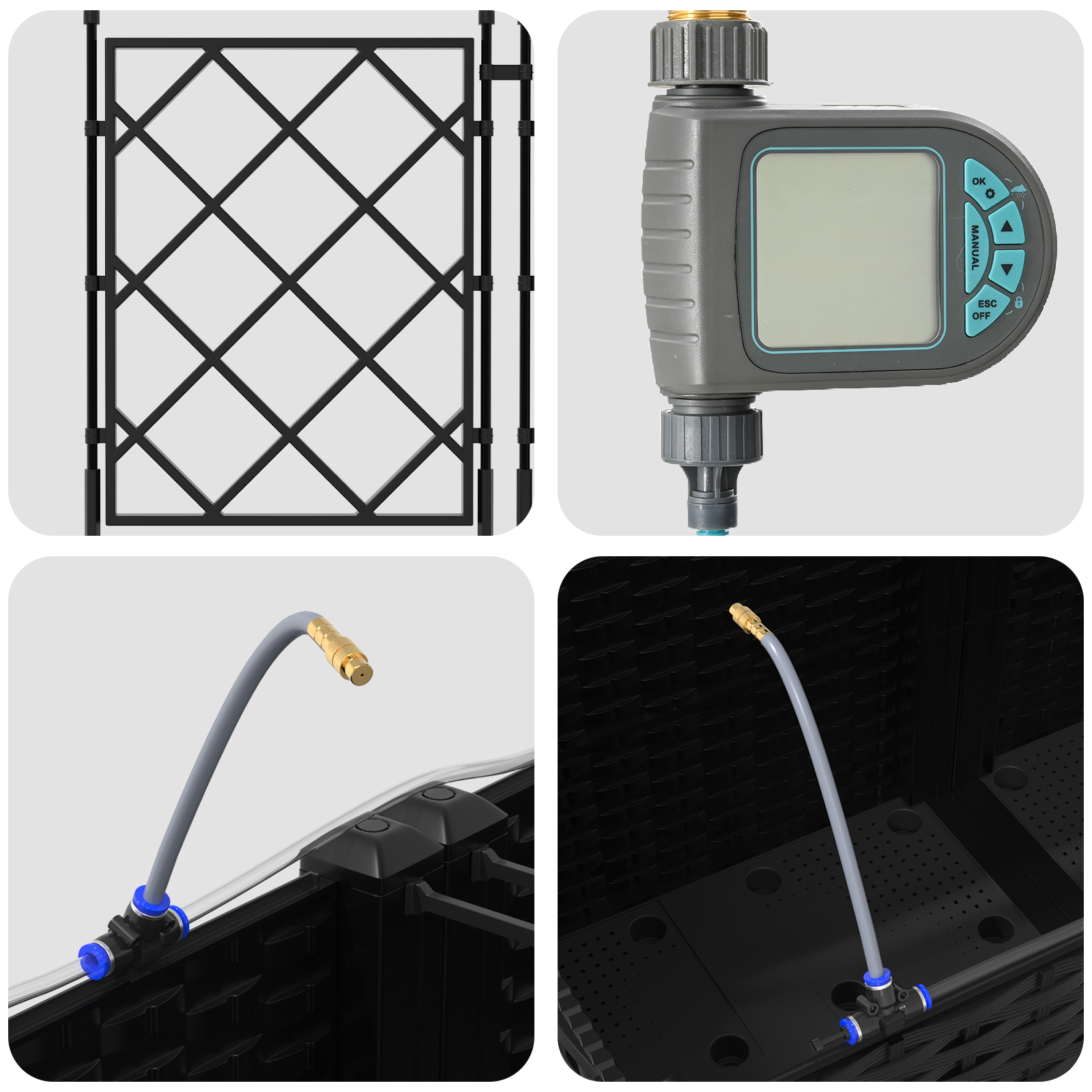 Garden Planters with Water Irrigation System 2 pcs Black - Image 7