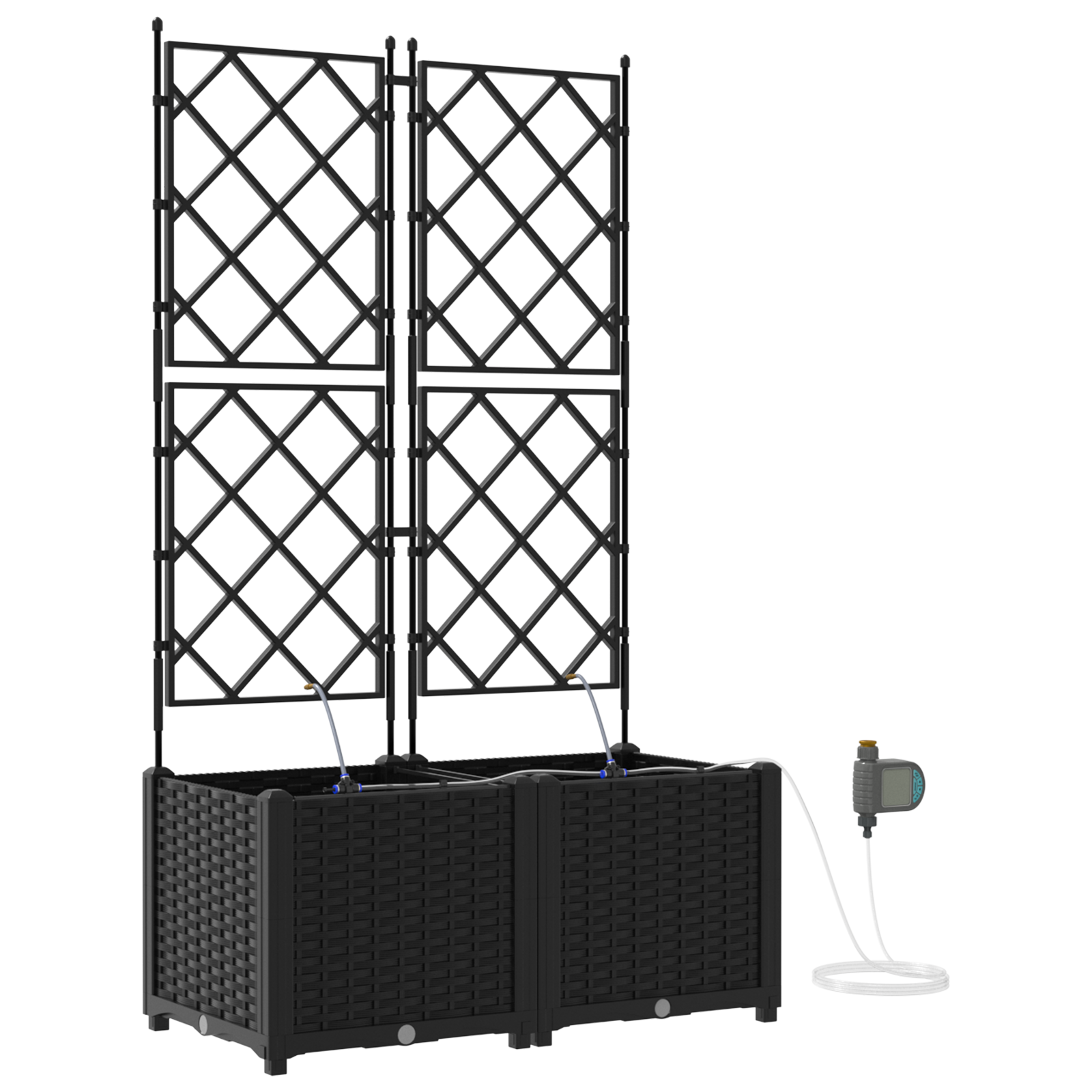Garden Planters with Water Irrigation System 2 pcs Black - Image 2