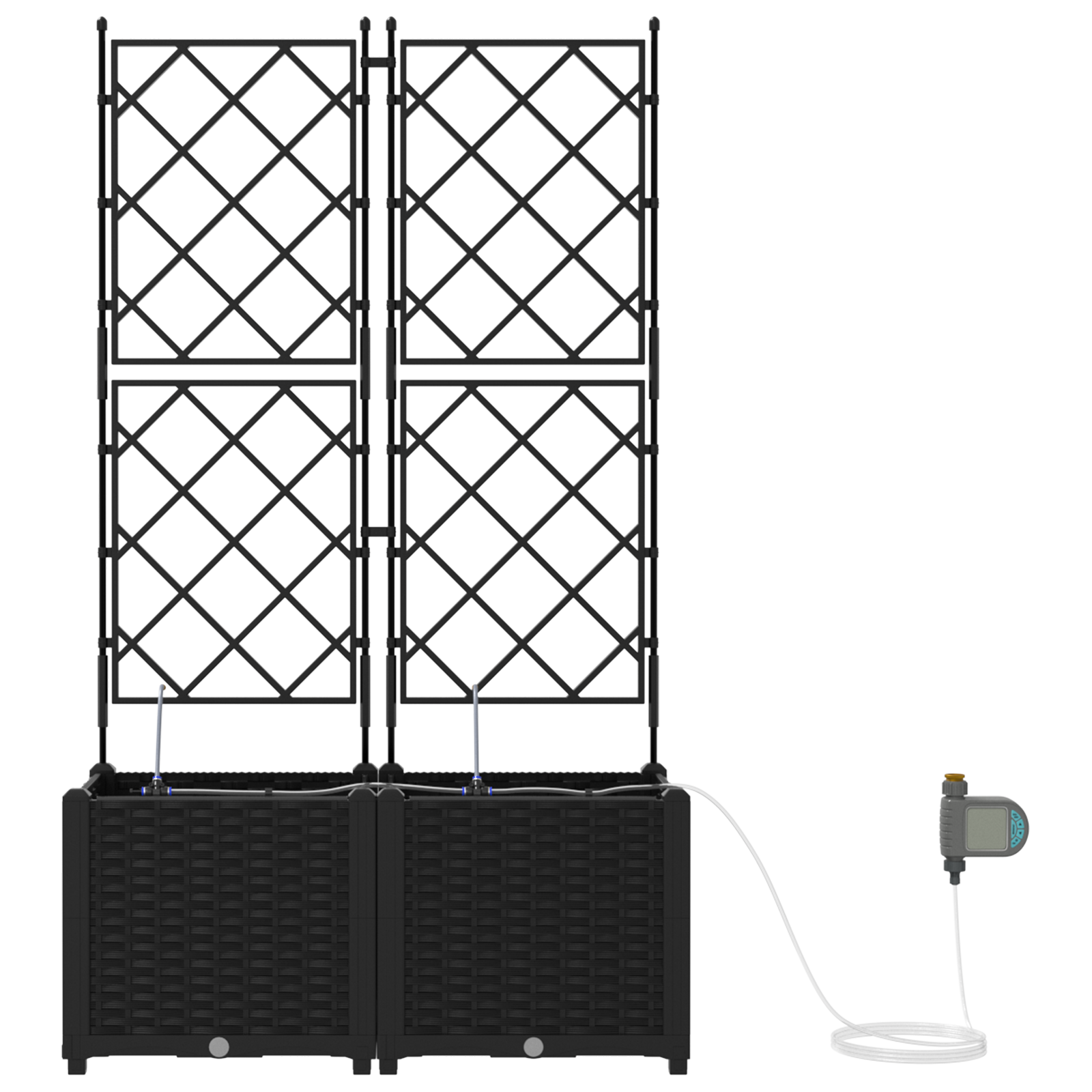 Garden Planters with Water Irrigation System 2 pcs Black - Image 4