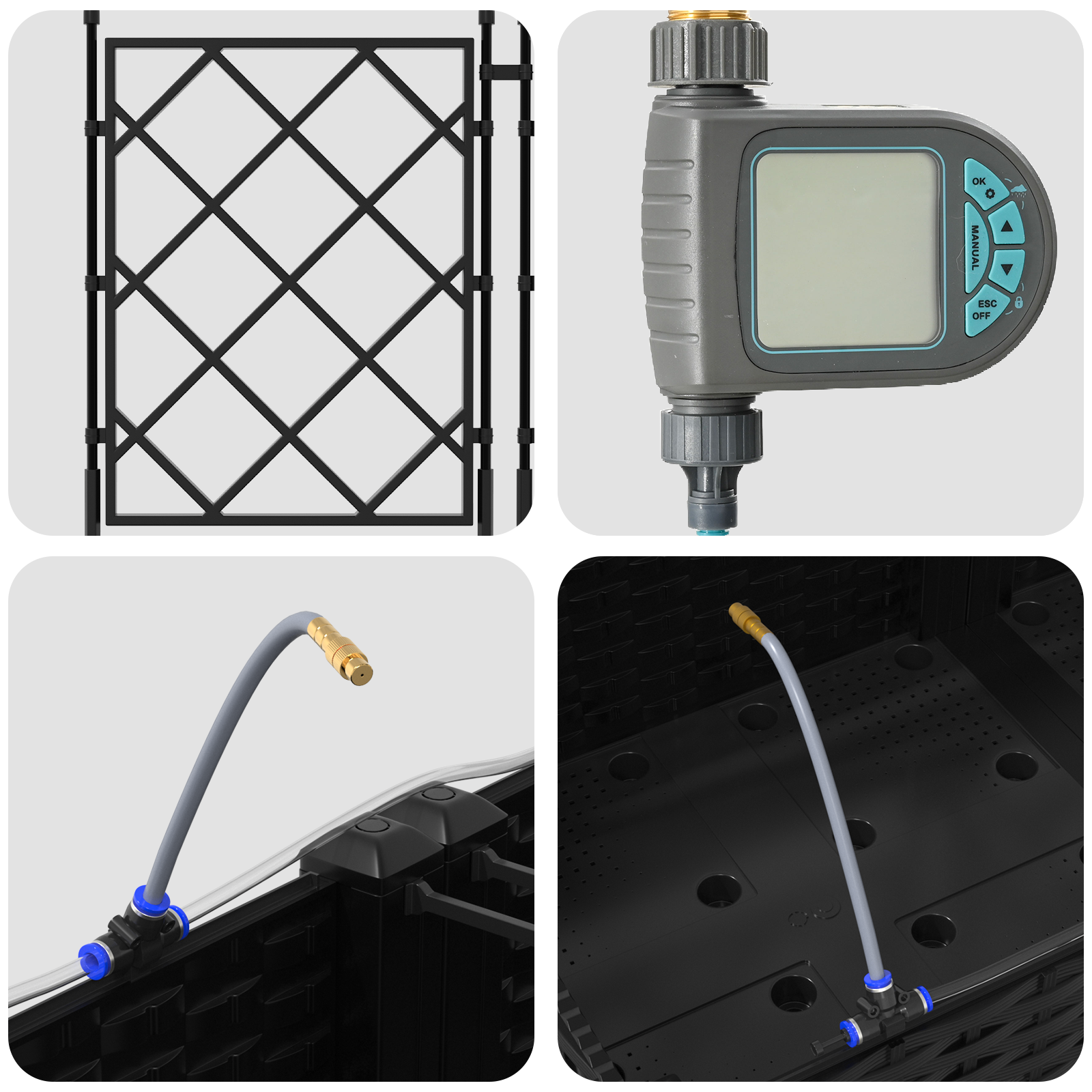 Garden Planters with Water Irrigation System 3 pcs Black - Image 8