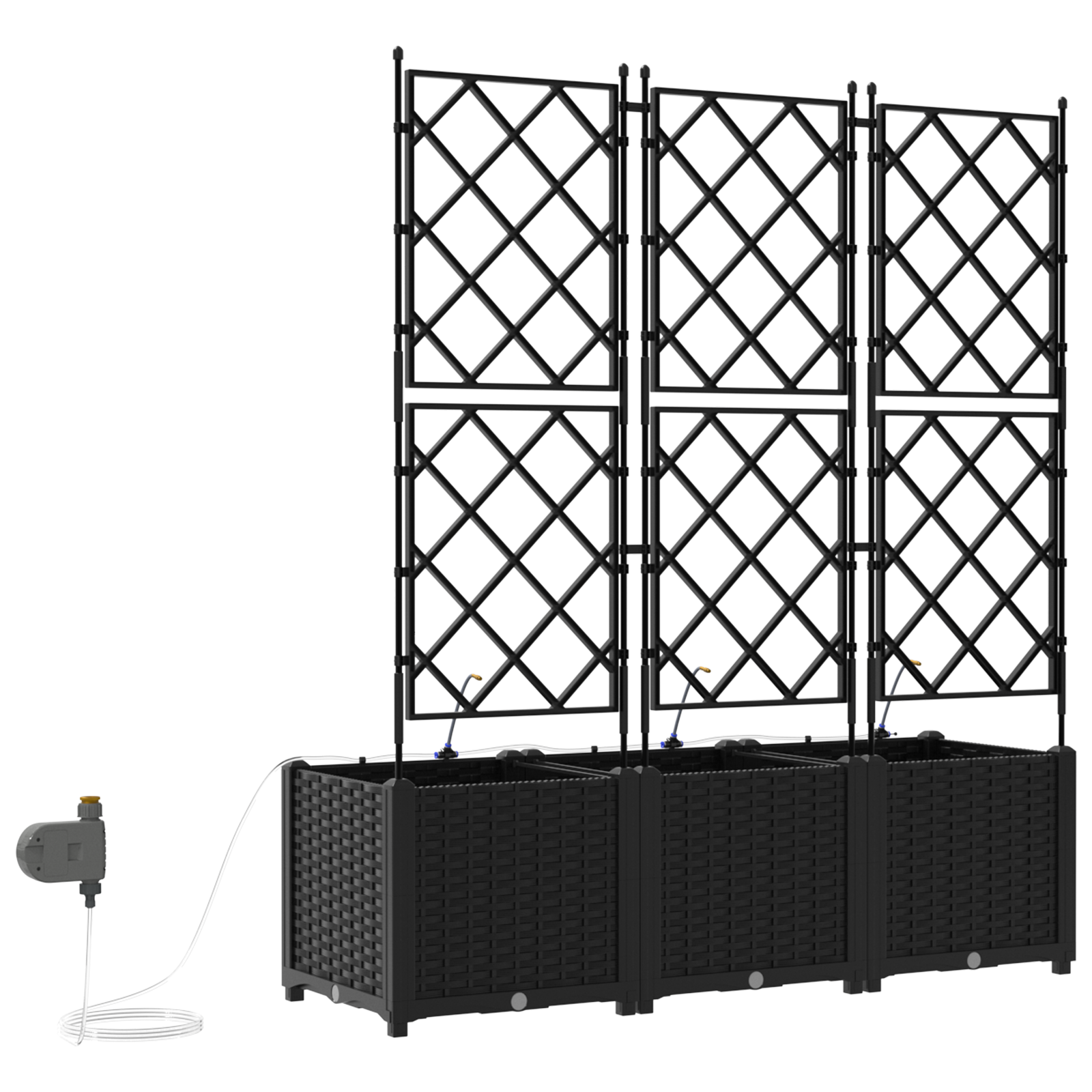 Garden Planters with Water Irrigation System 3 pcs Black - Image 7