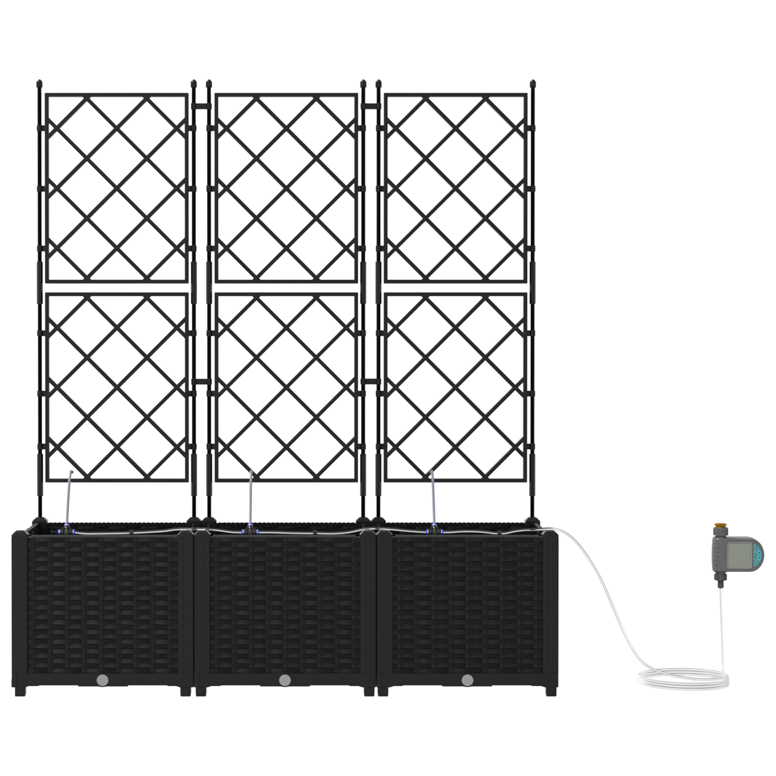 Garden Planters with Water Irrigation System 3 pcs Black - Image 5