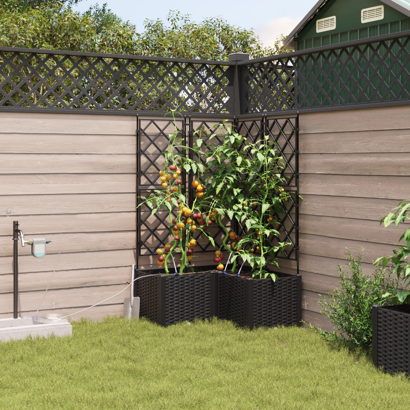 Garden Planters with Water Irrigation System 3 pcs Black - Image 3