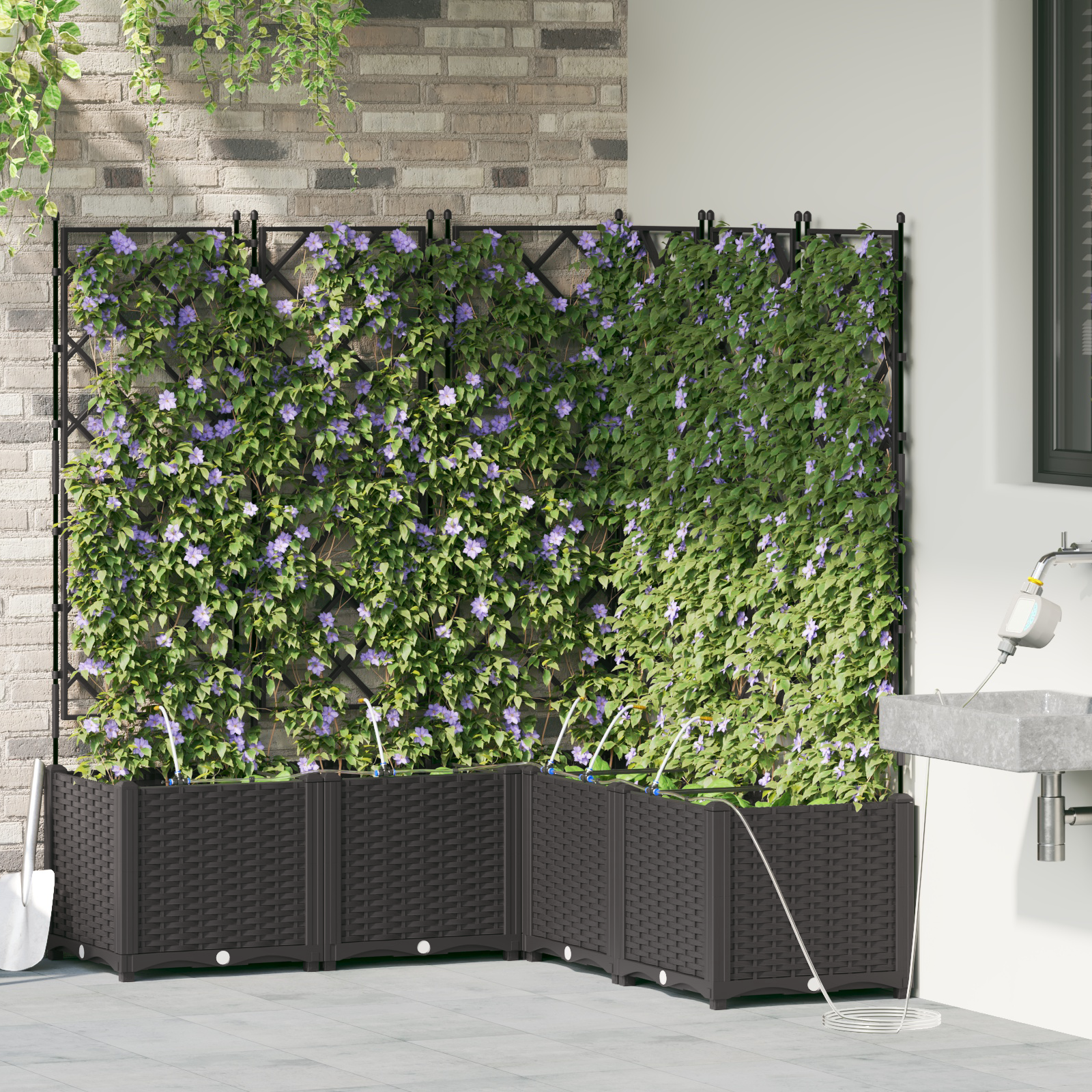 Thumbnail - vidaXL Gartenpflanzen 1 Stück Schwarz 120 x 120 x 142 cm Plastik