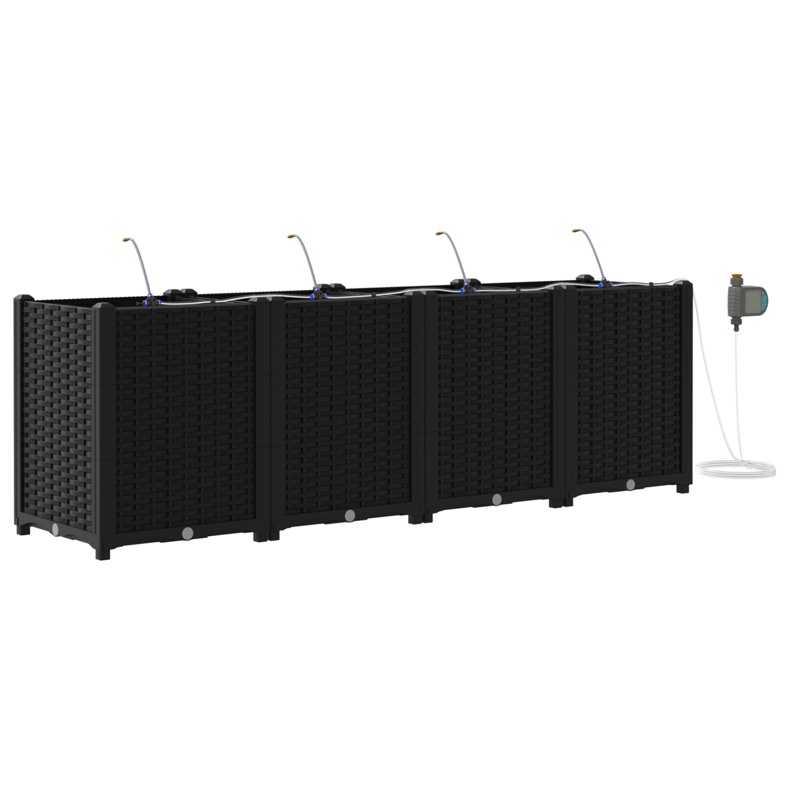 Garden Planters with Water Irrigation System 4 pcs Black - Image 2