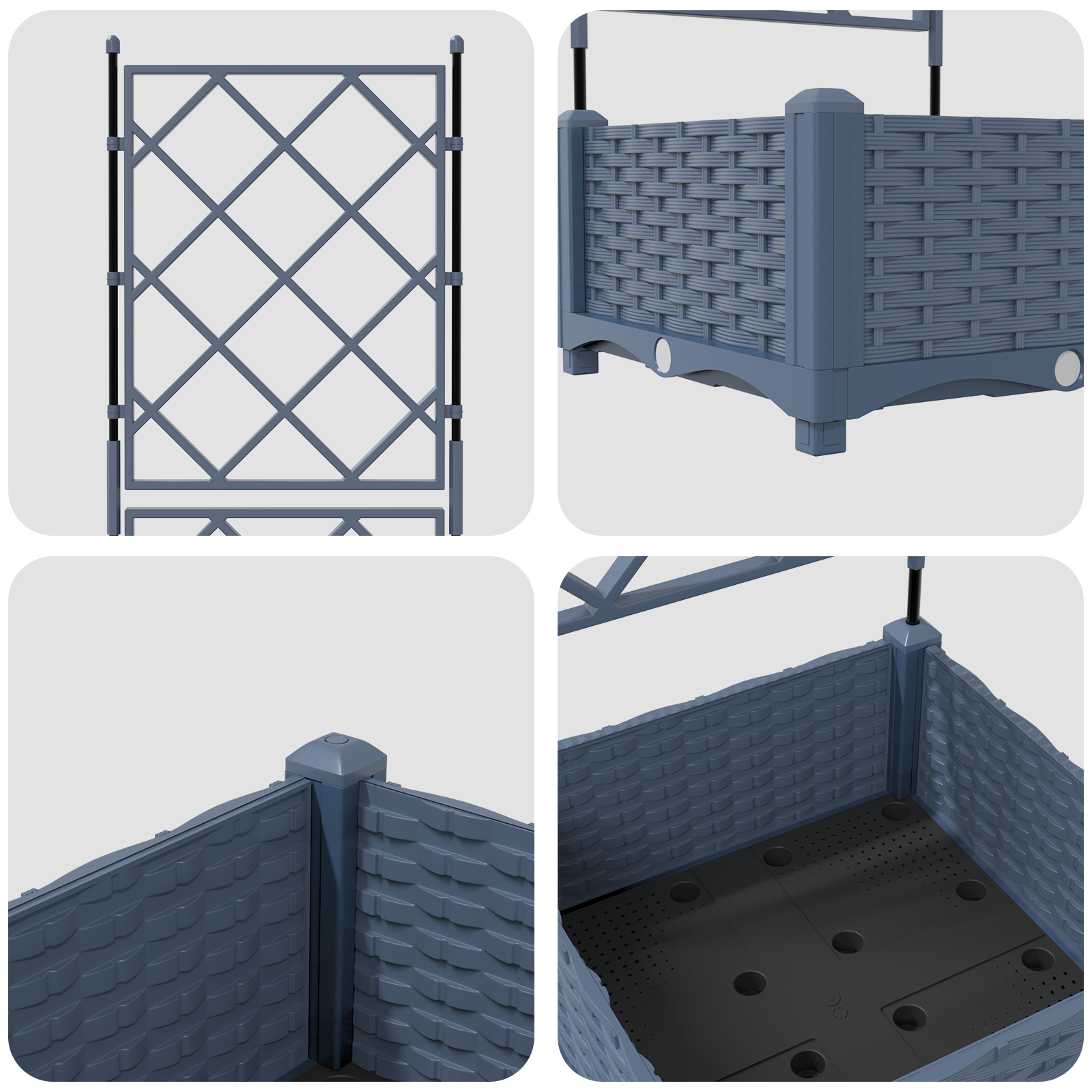 Garden Planter with Trellis Grey 40x40x125.5 cm - Image 8