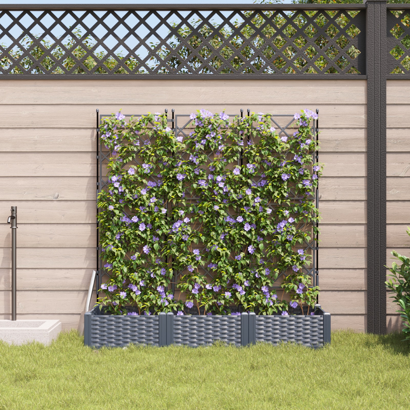 Garden Planter with Trellis 3 pcs Grey 120x40x125.5 cm - Image 3