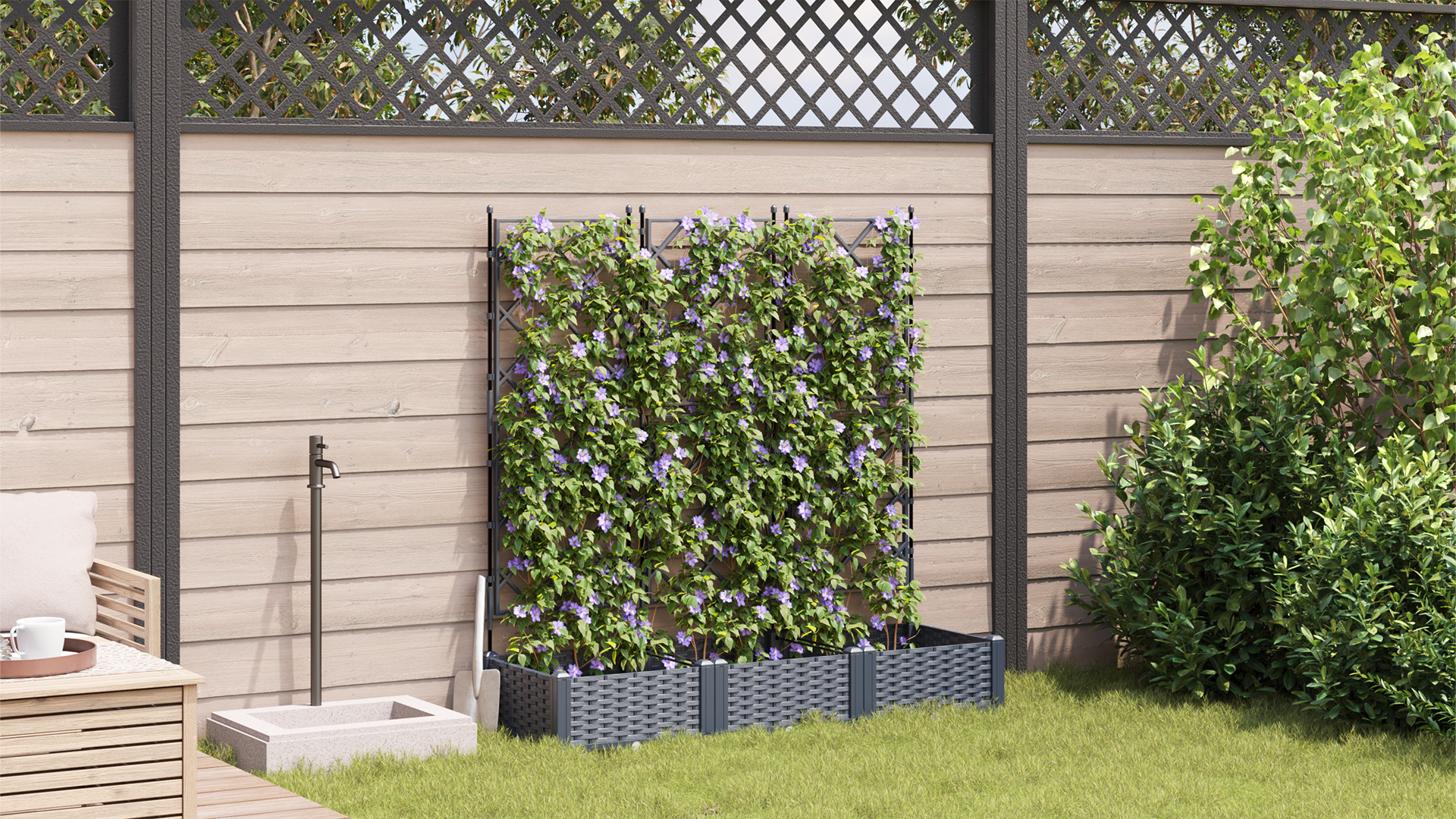 Garden Planter with Trellis 3 pcs Grey 120x40x125.5 cm - Image 4