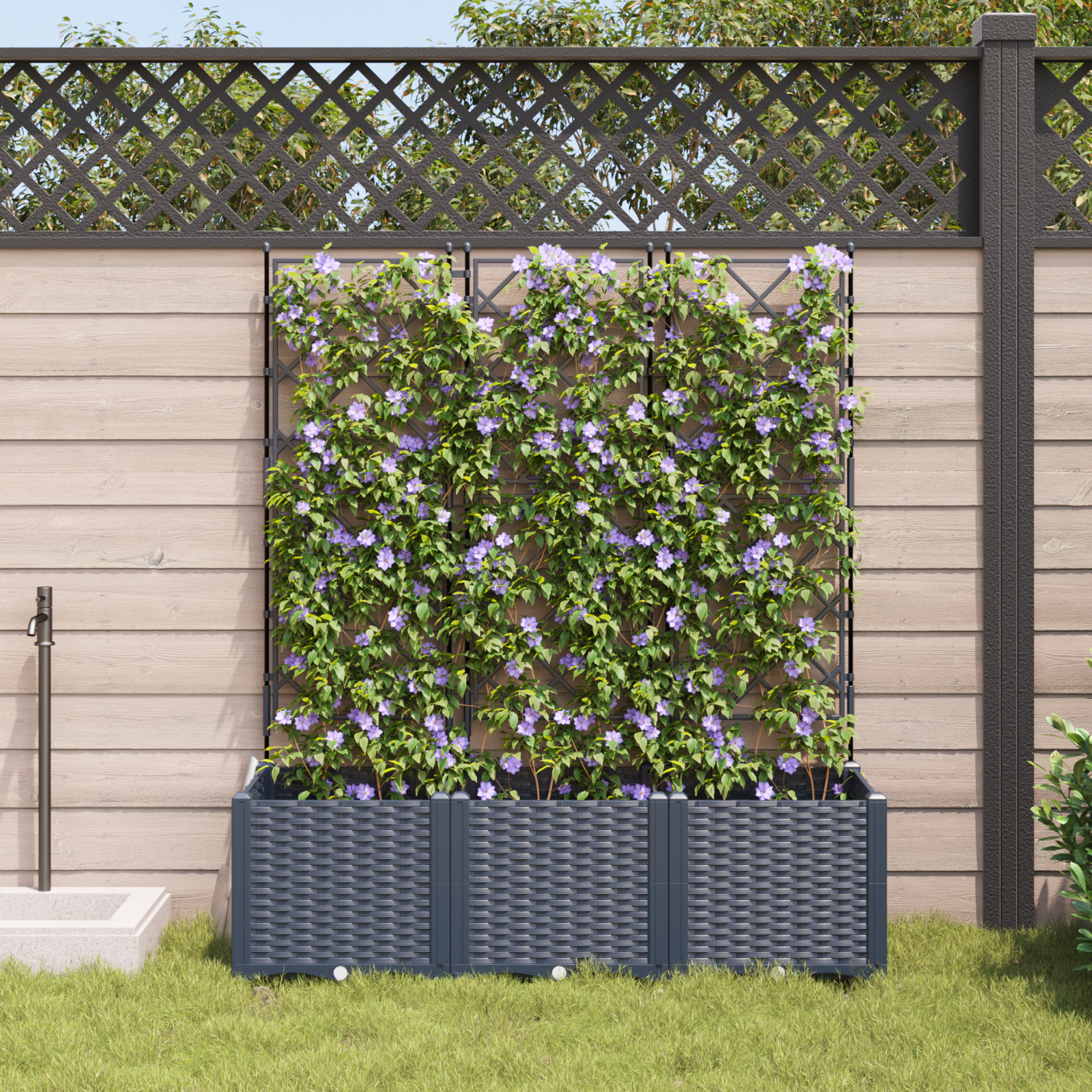 Garden Planter with Trellis 3 pcs Grey 120x40x143 cm - Image 3