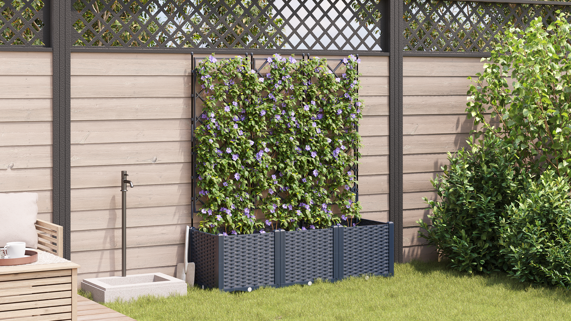 Garden Planter with Trellis 3 pcs Grey 120x40x143 cm - Image 4