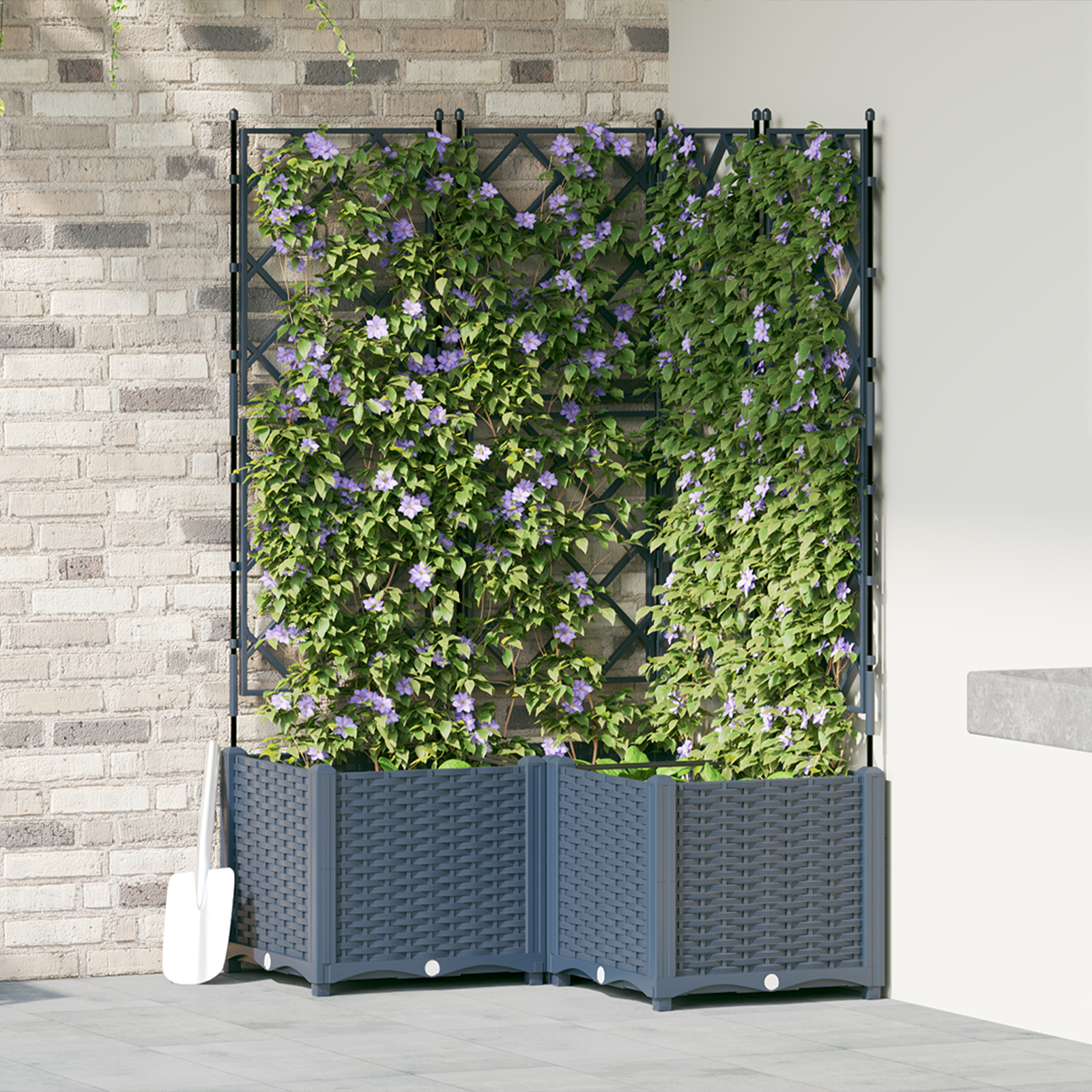 Tuin Planter met Trellis 3 stuks Grijs 80x80x143 cm