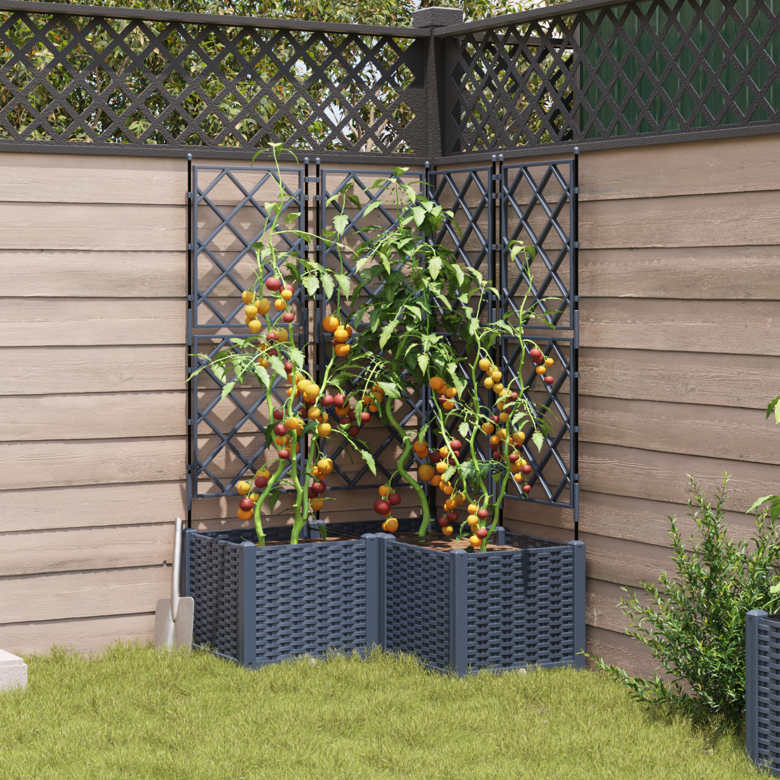 Garden Planter with Trellis 3 pcs Grey 80x80x143 cm - Image 3