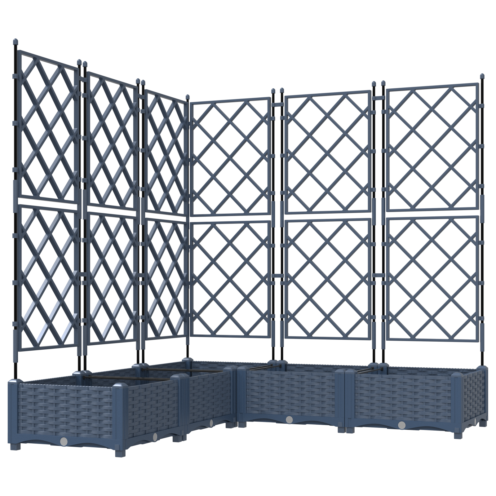 Garden Planter with Trellis 5 pcs Grey 120x120x125.5 cm - Image 2