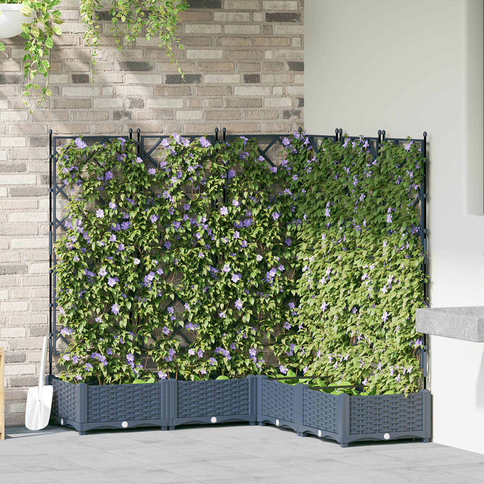 Plantenbak met Trellis 5 stuks Grijs 120x120x125.5 cm