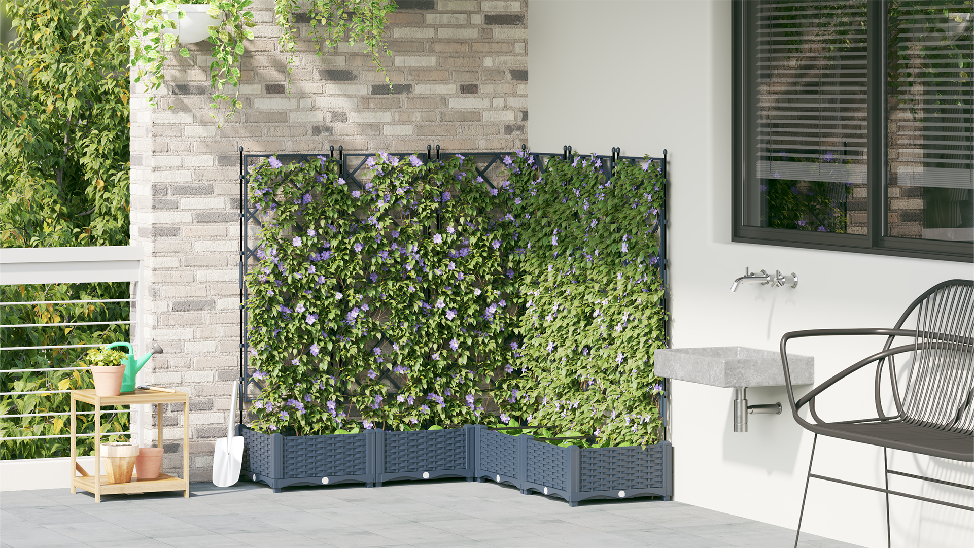 Garden Planter with Trellis 5 pcs Grey 120x120x125.5 cm - Image 4