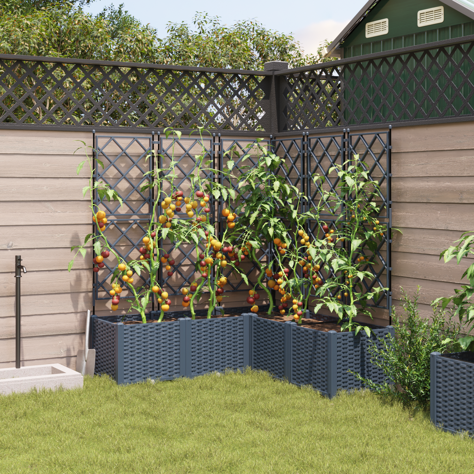 Garden Planter with Trellis 5 pcs Grey 120x120x143 cm - Image 3
