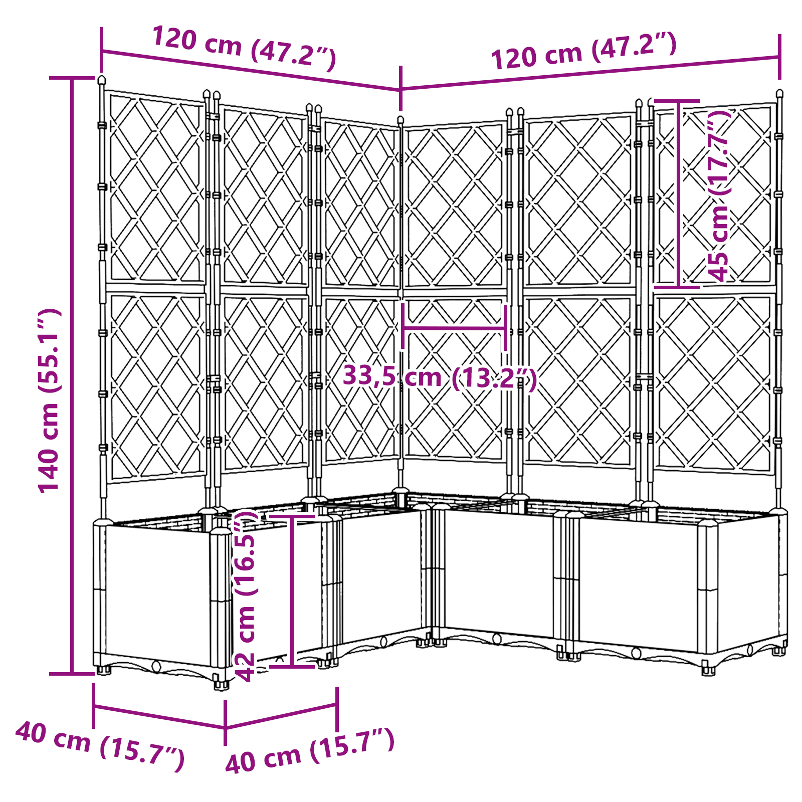 Garden Planter with Trellis 5 pcs Grey 120x120x143 cm - Image 7
