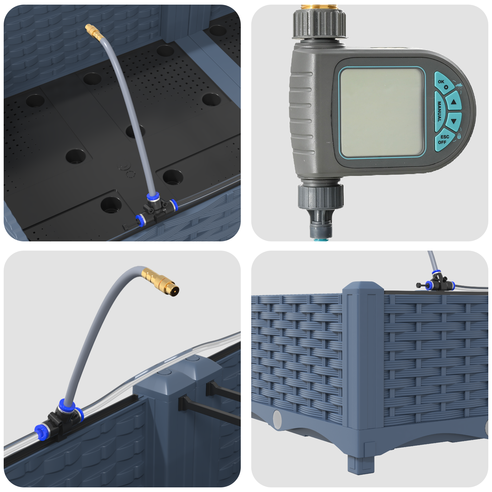 Garden Planters with Water Irrigation System 4 pcs Grey - Image 7