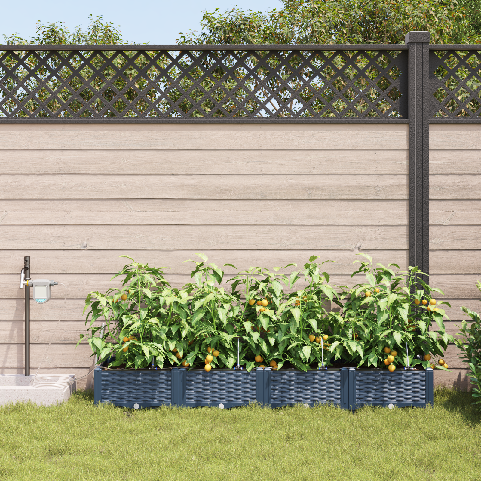 Garden Planters with Water Irrigation System 4 pcs Grey - Image 3