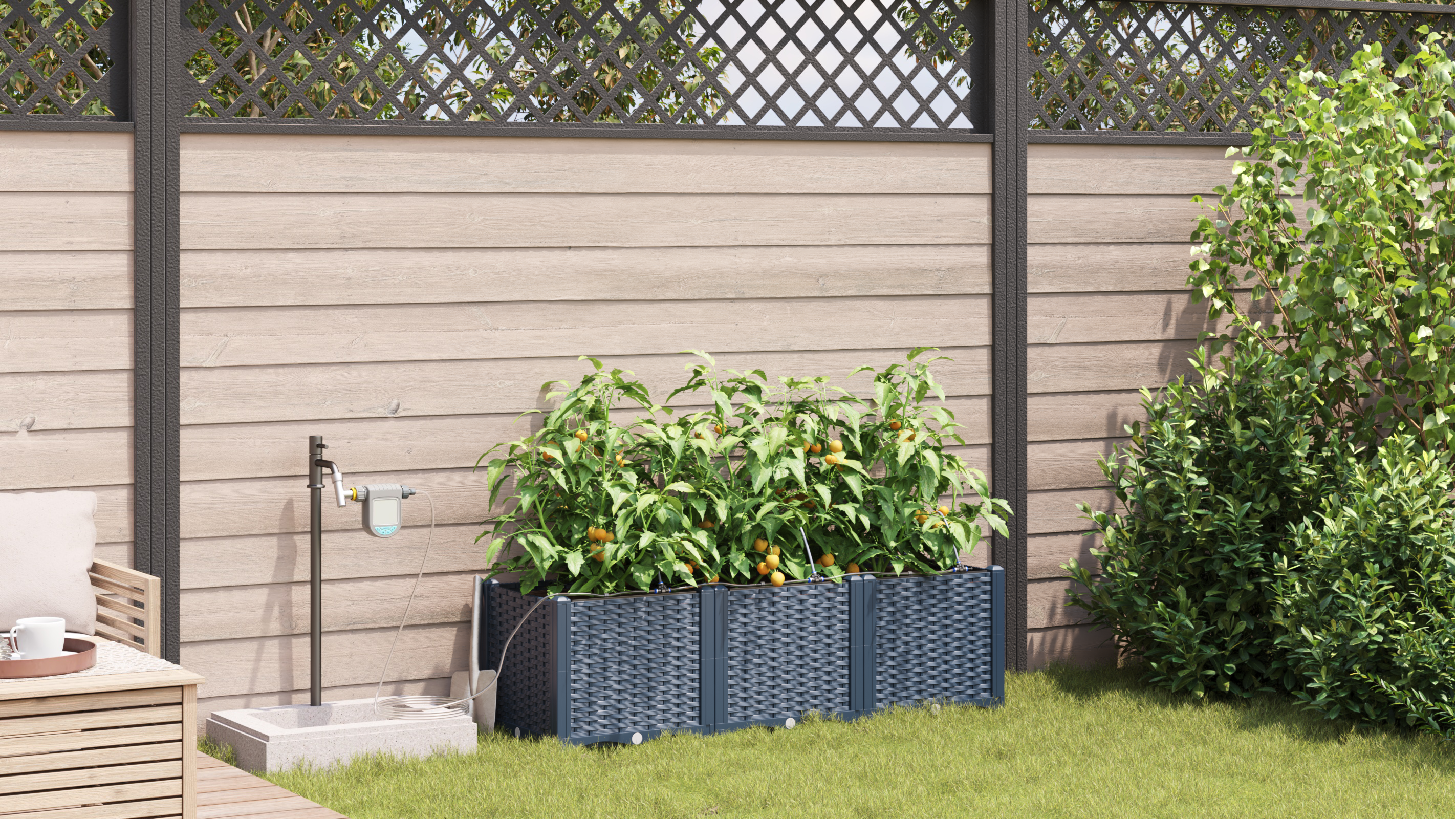 Garden Planters with Water Irrigation System 3 pcs Grey - Image 4
