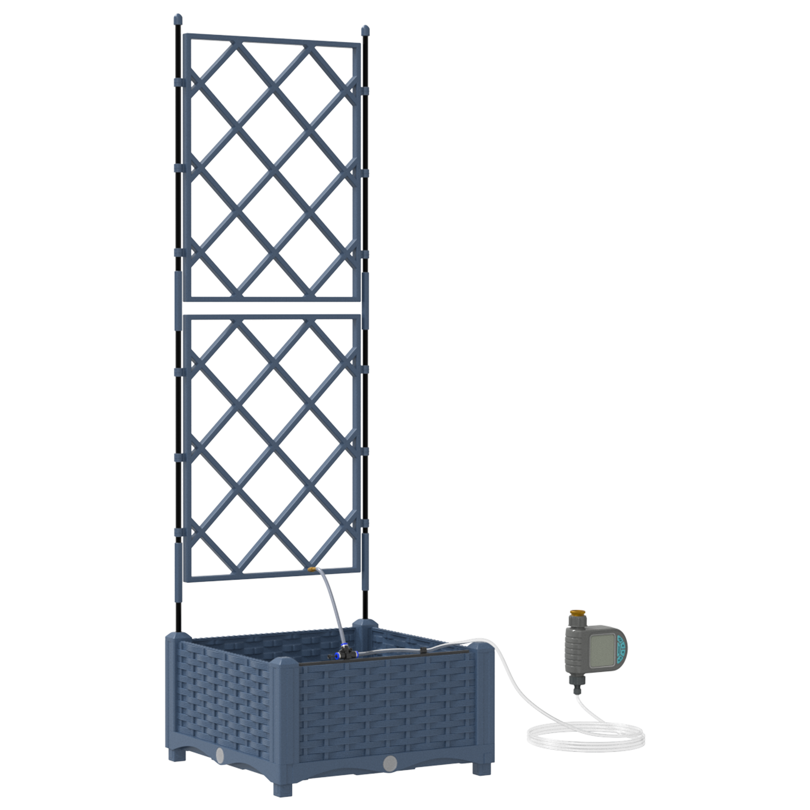 Thumbnail - vidaXL Gartenblumentopf Lattice mit Speicher Grau 40 x 40 x 126cm Plastik