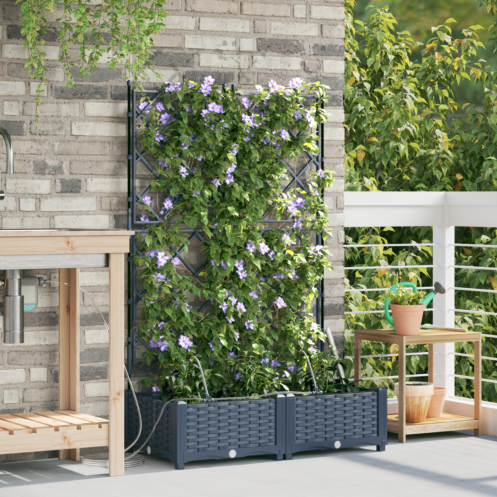 Tuinplanten met Water Irrigatiesysteem 2 stuks Grijs