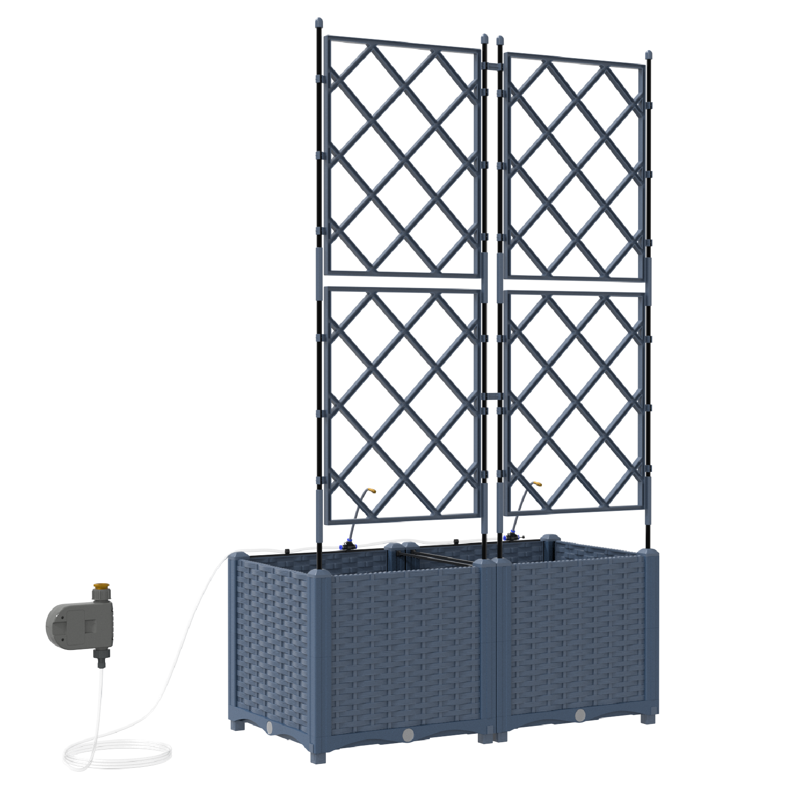 Garden Planters with Water Irrigation System 2 pcs Grey - Image 6