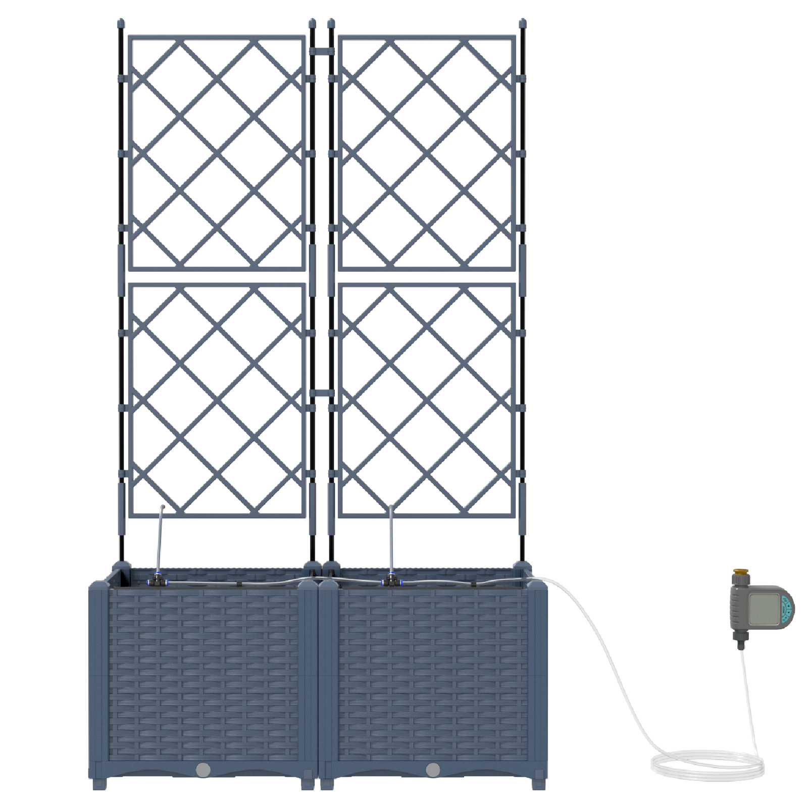 Garden Planters with Water Irrigation System 2 pcs Grey - Image 5