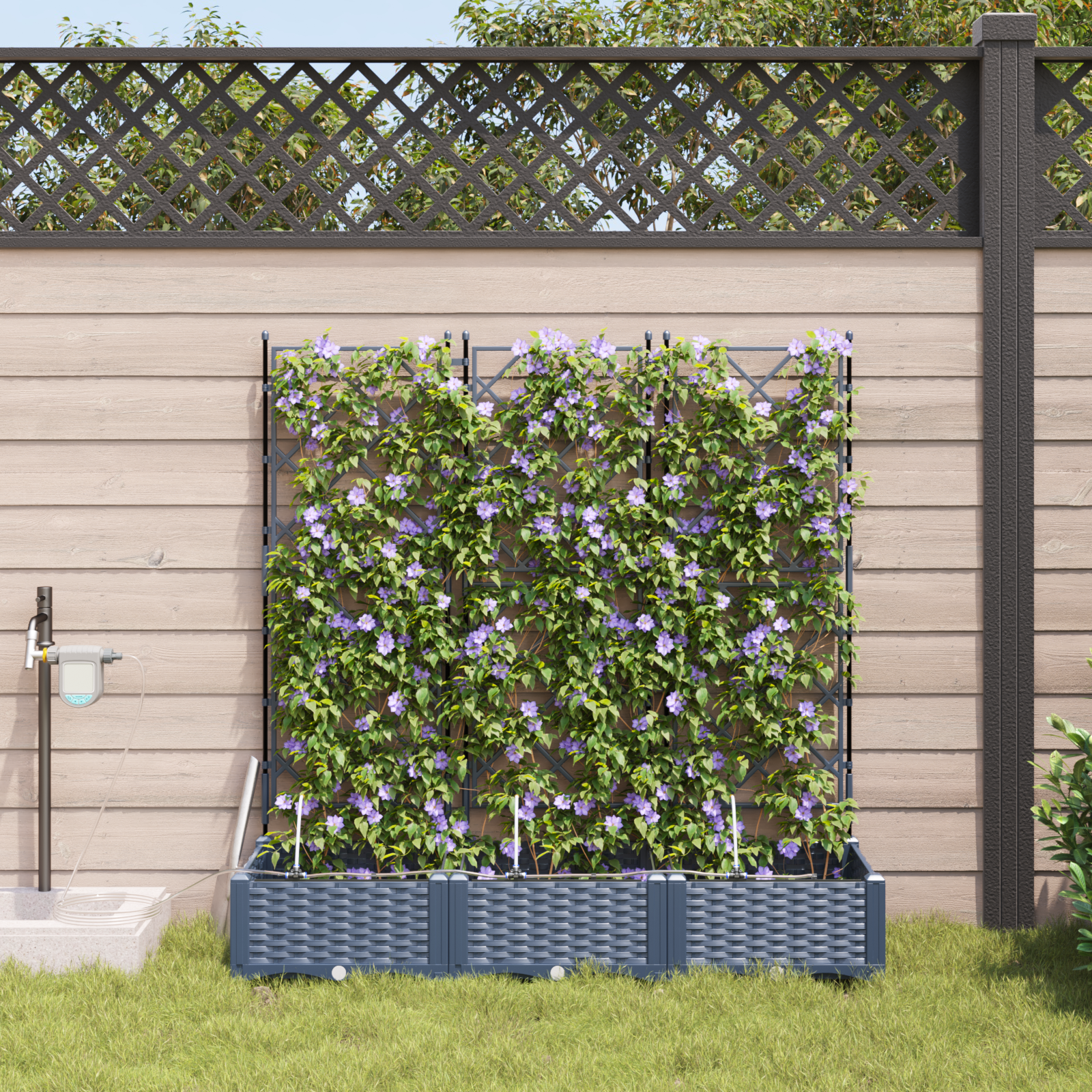 Tuinplanten met Water Irrigatiesysteem 3 stuks Grijs