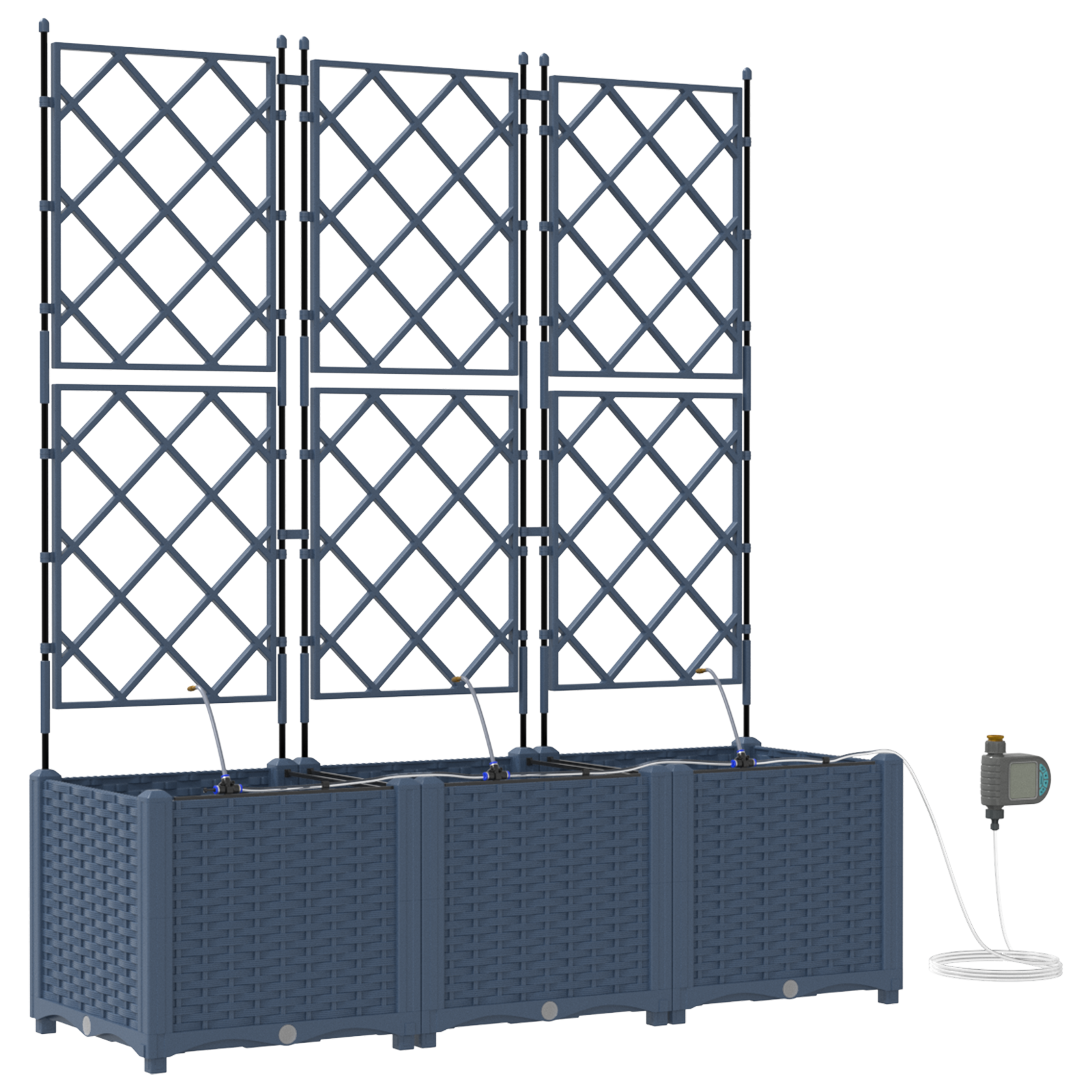 Garden Planters with Water Irrigation System 3 pcs Grey - Image 2