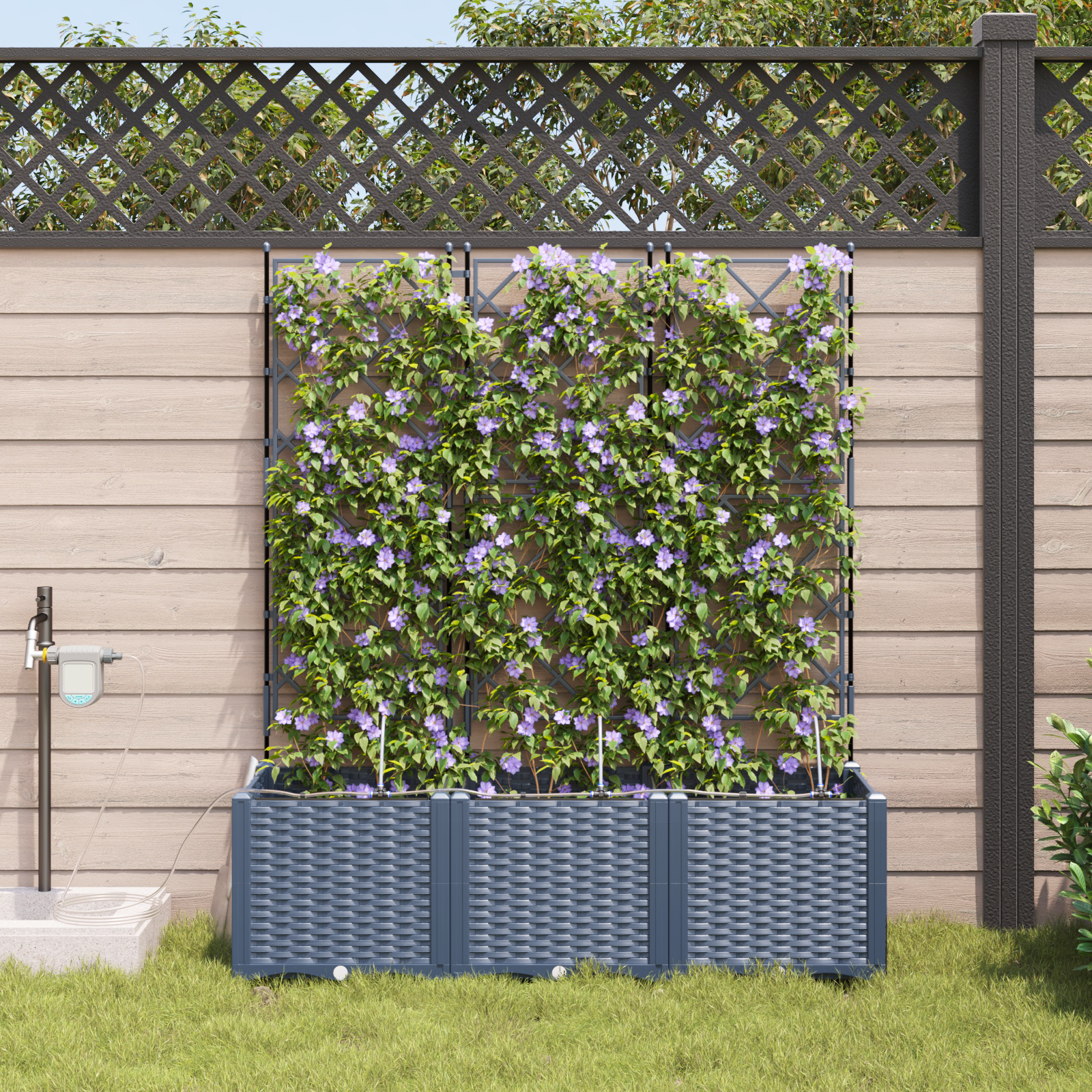 Tuinplanten met Water Irrigatiesysteem 3 stuks Grijs
