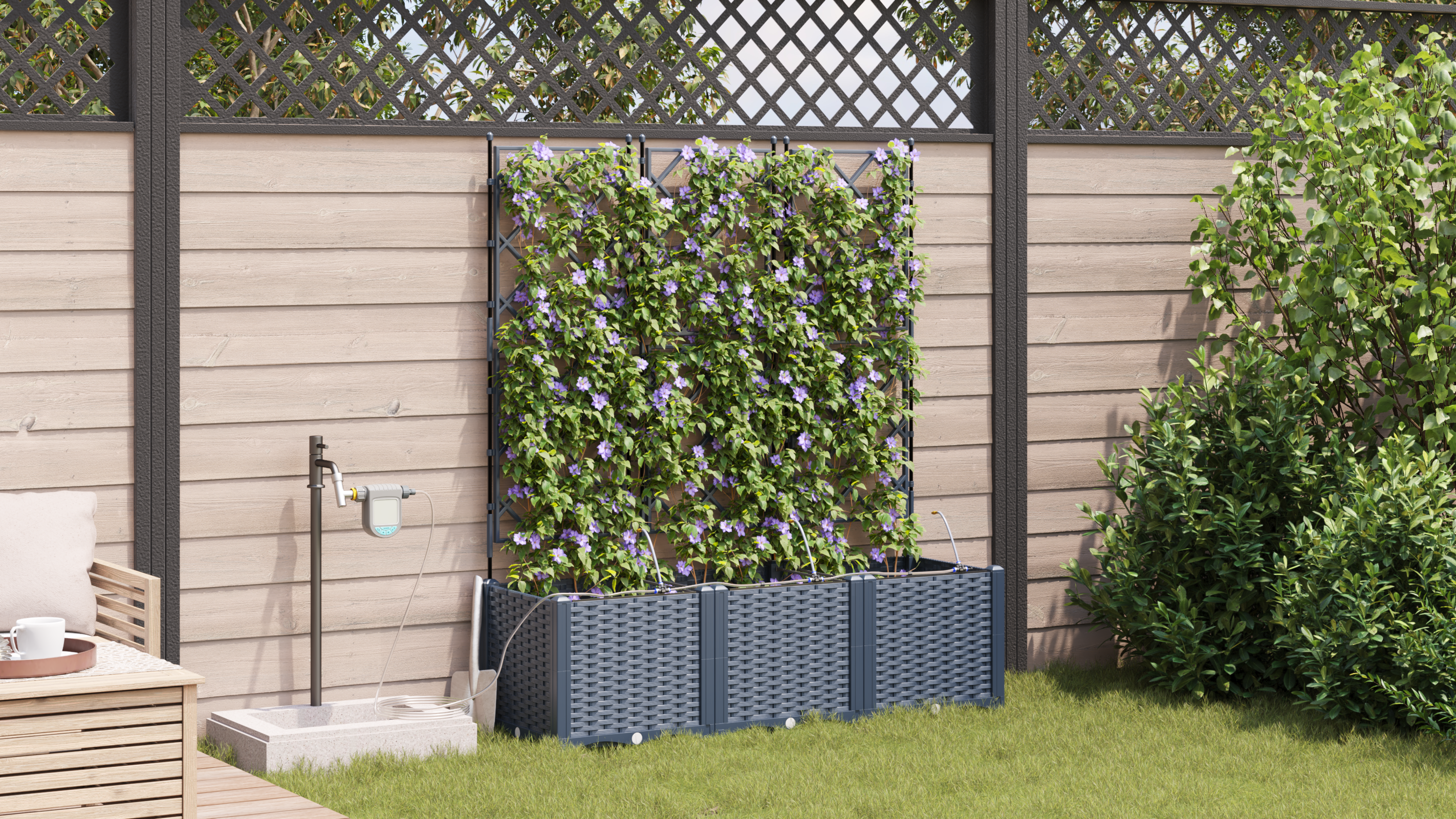 Garden Planters with Water Irrigation System 3 pcs Grey - Image 4