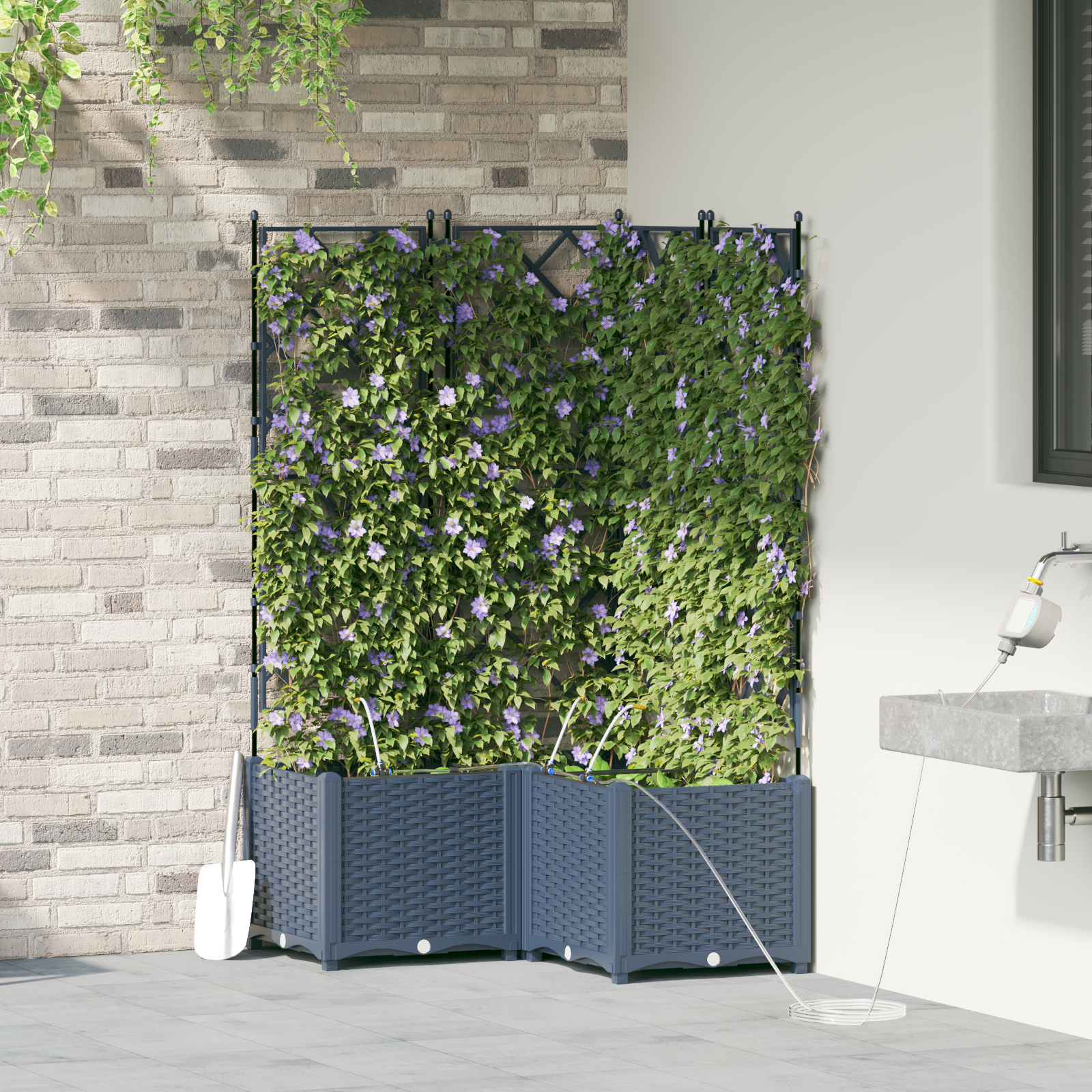 Garden Planters with Water Irrigation System 3 pcs Grey - Image 3