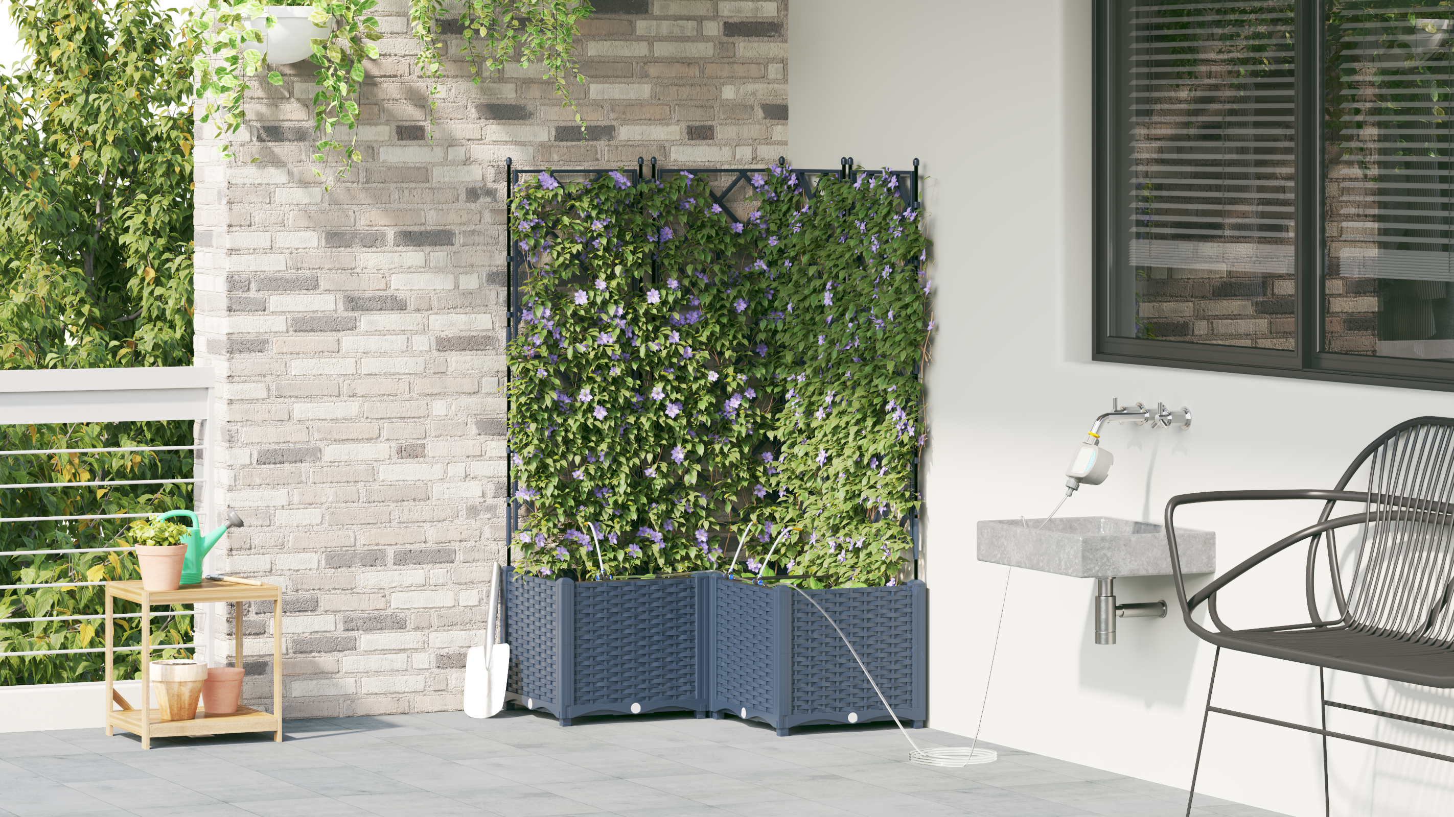 Garden Planters with Water Irrigation System 3 pcs Grey - Image 4