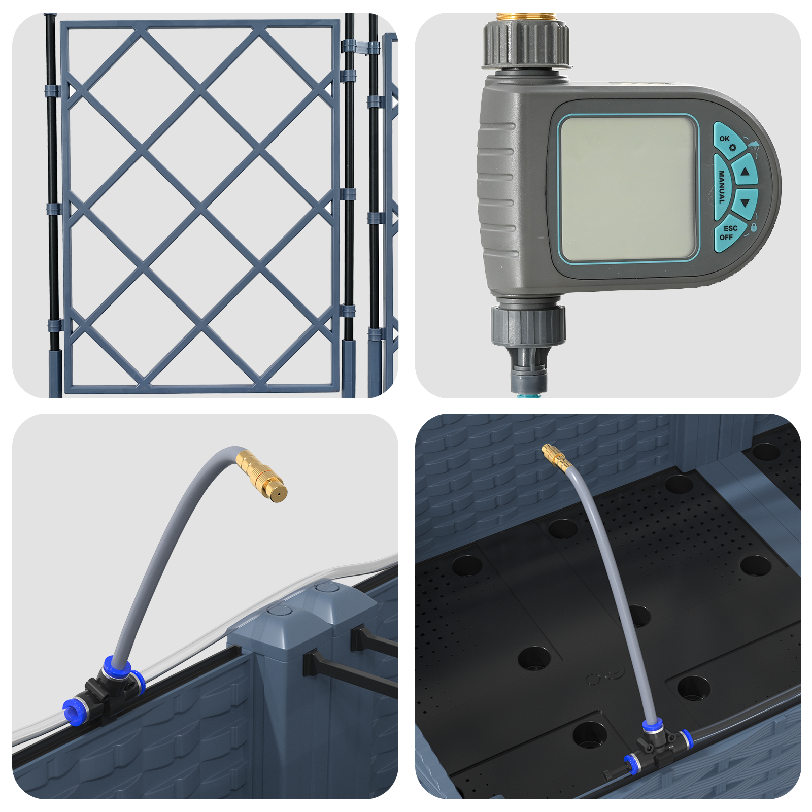 Garden Planters with Water Irrigation System 5 pcs Grey - Image 7