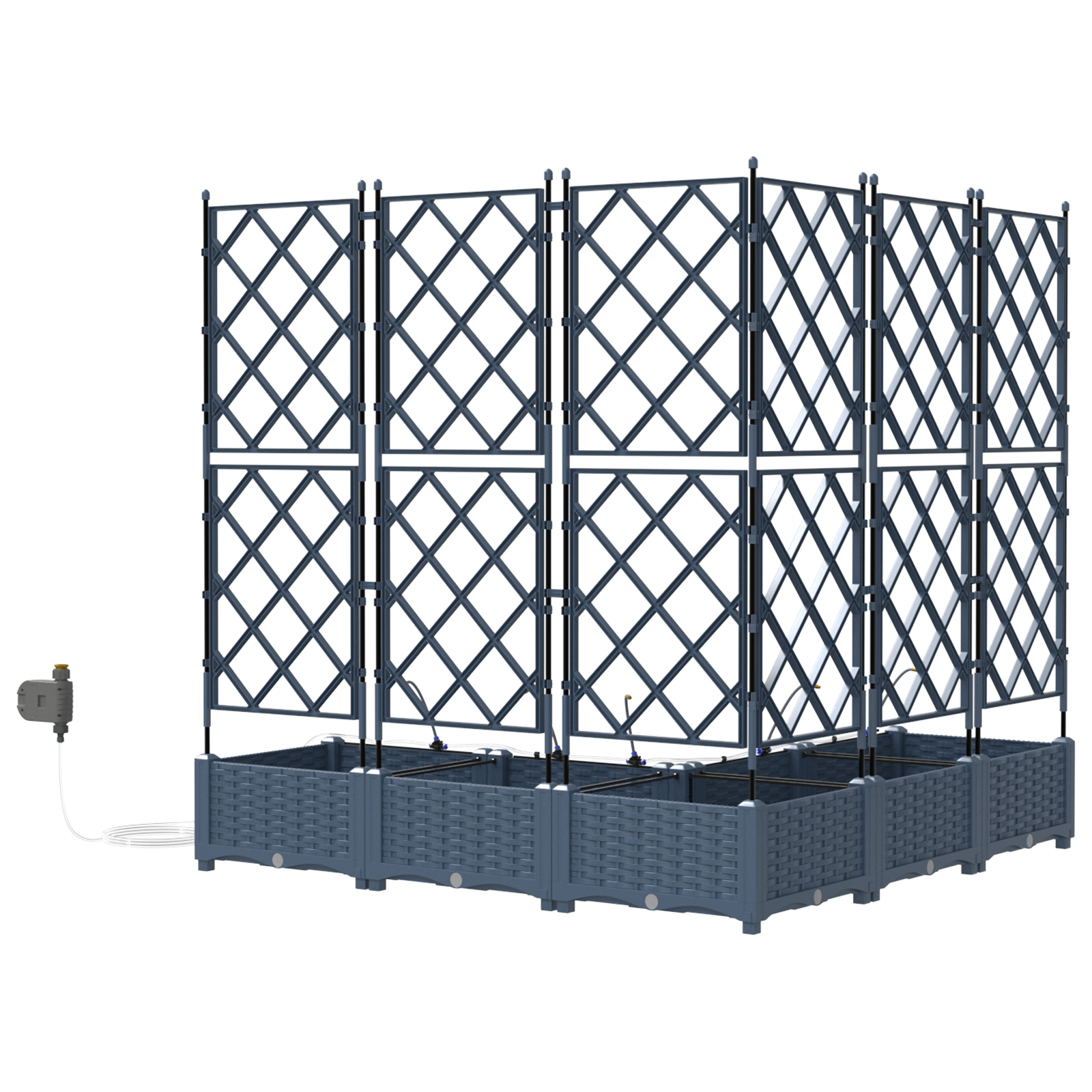 Garden Planters with Water Irrigation System 5 pcs Grey - Image 6