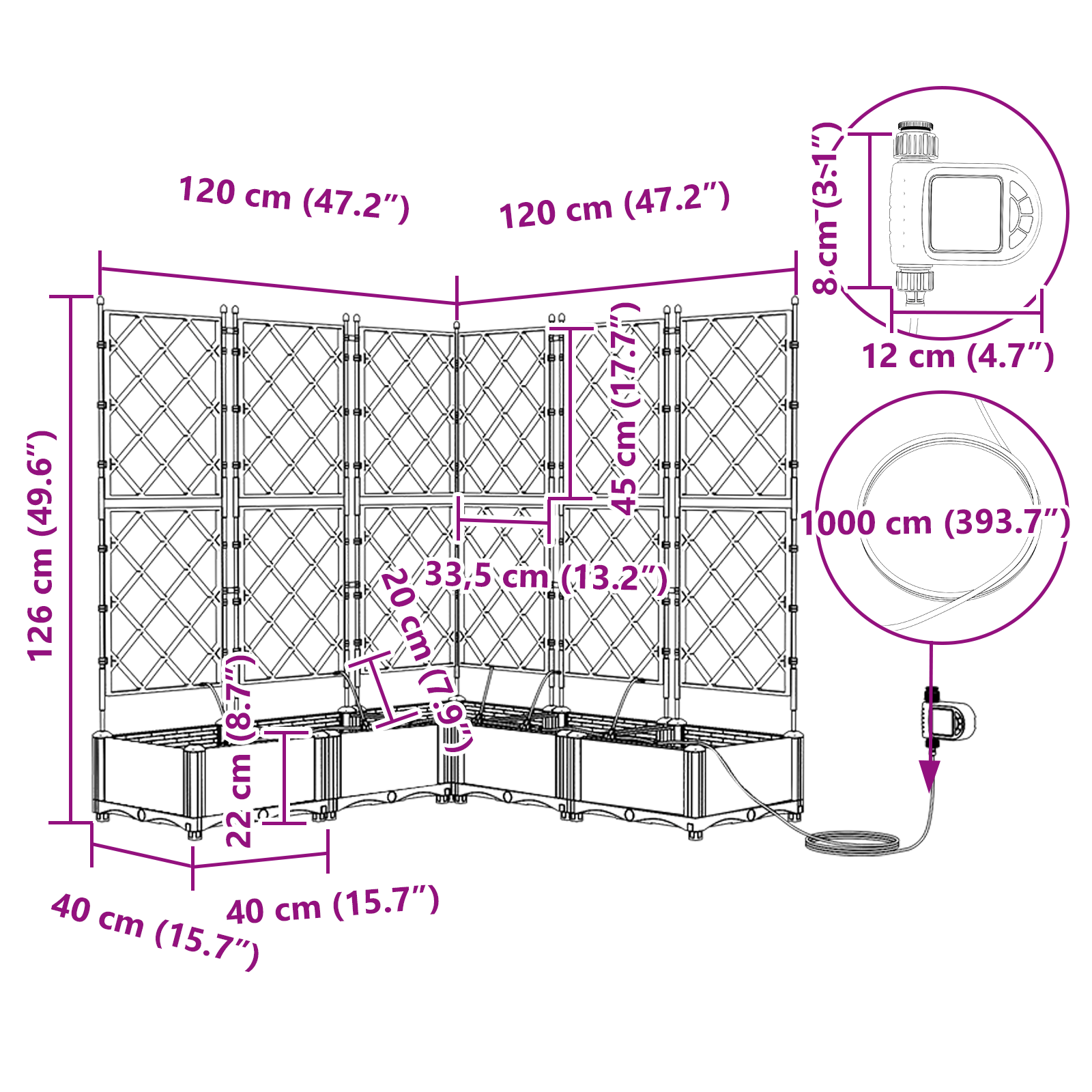 Garden Planters with Water Irrigation System 5 pcs Grey - Image 8