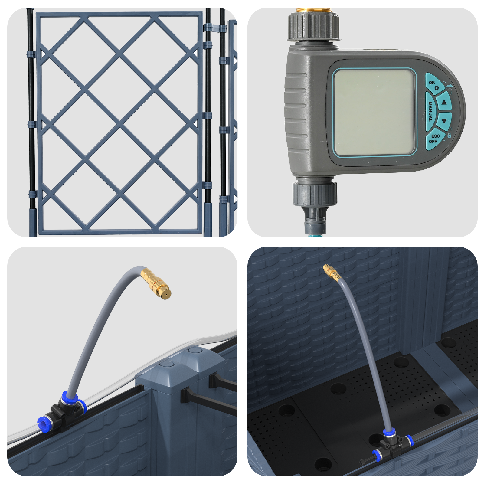 Garden Planters with Water Irrigation System 5 pcs Grey - Image 7