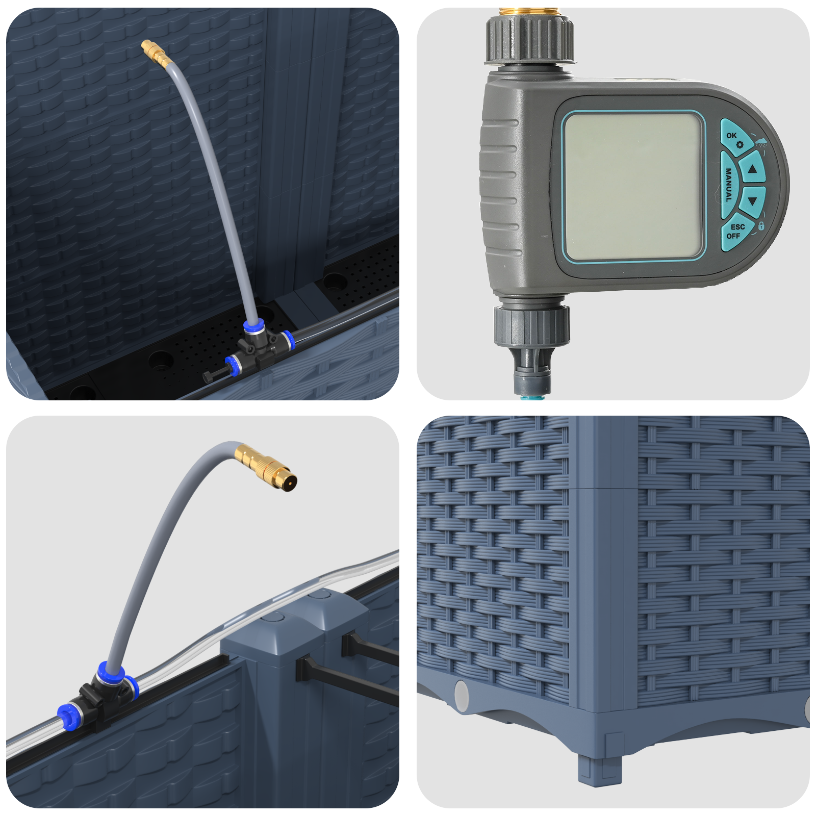 Garden Planters with Water Irrigation System 4 pcs Grey - Image 8