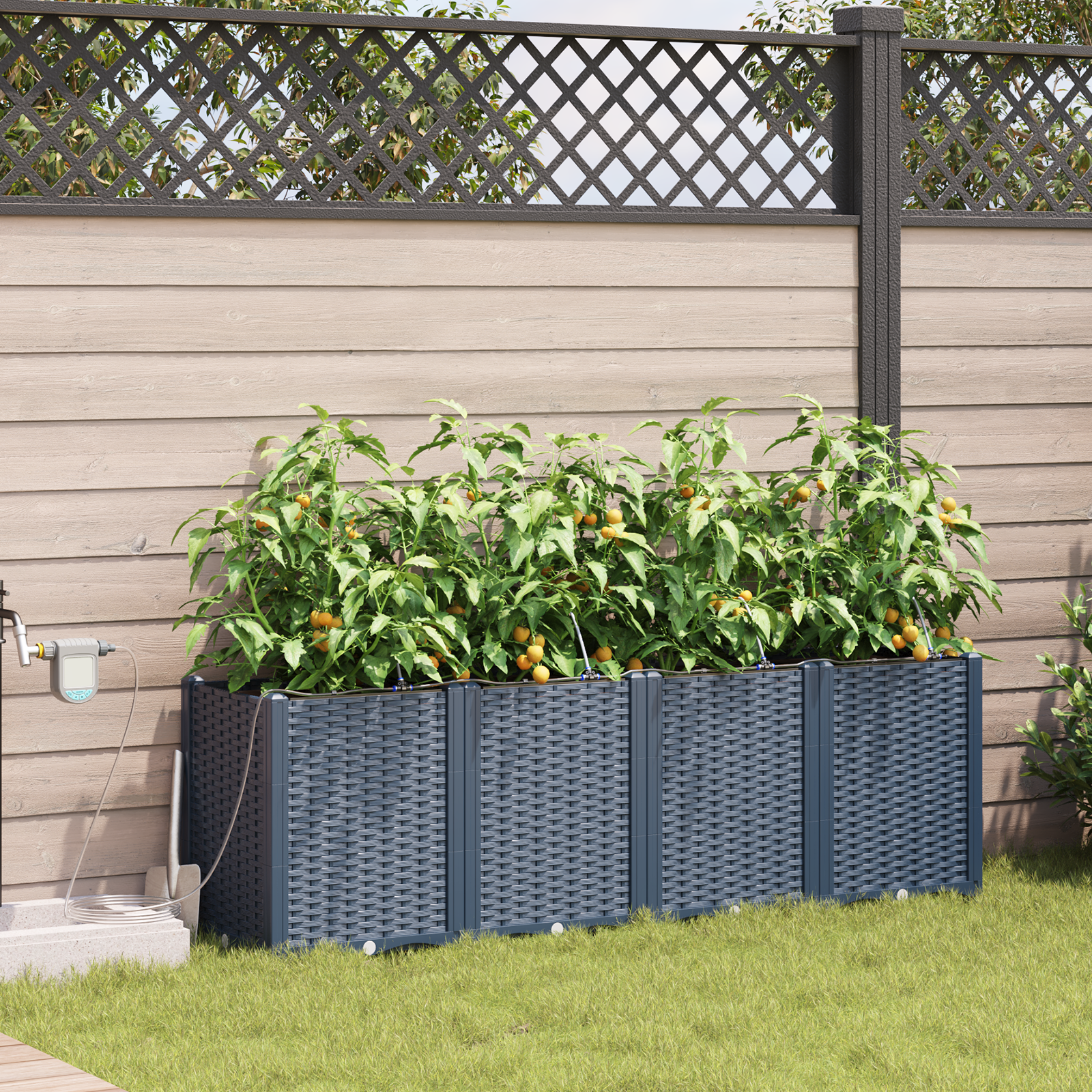 Tuinplanten met Waterirrigatiesysteem 4 stuks Grijs