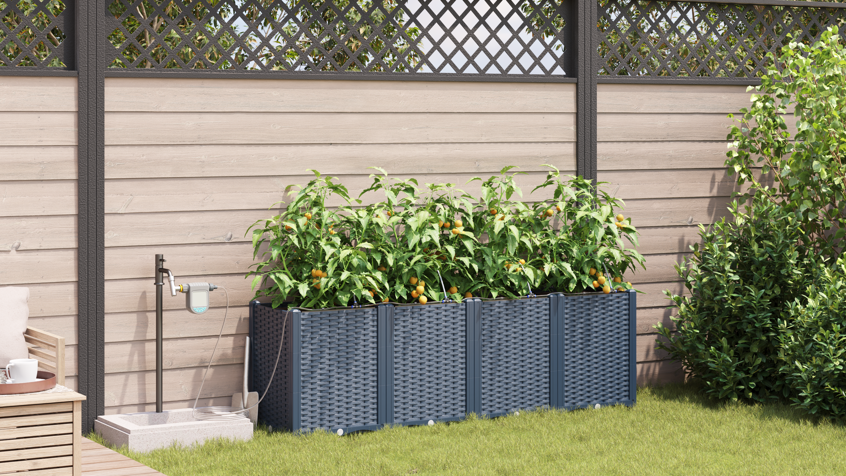 Garden Planters with Water Irrigation System 4 pcs Grey - Image 4