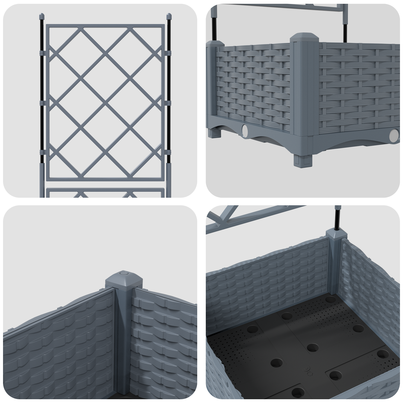 Garden Planter with Trellis Light Grey 40x40x125.5 cm - Image 8