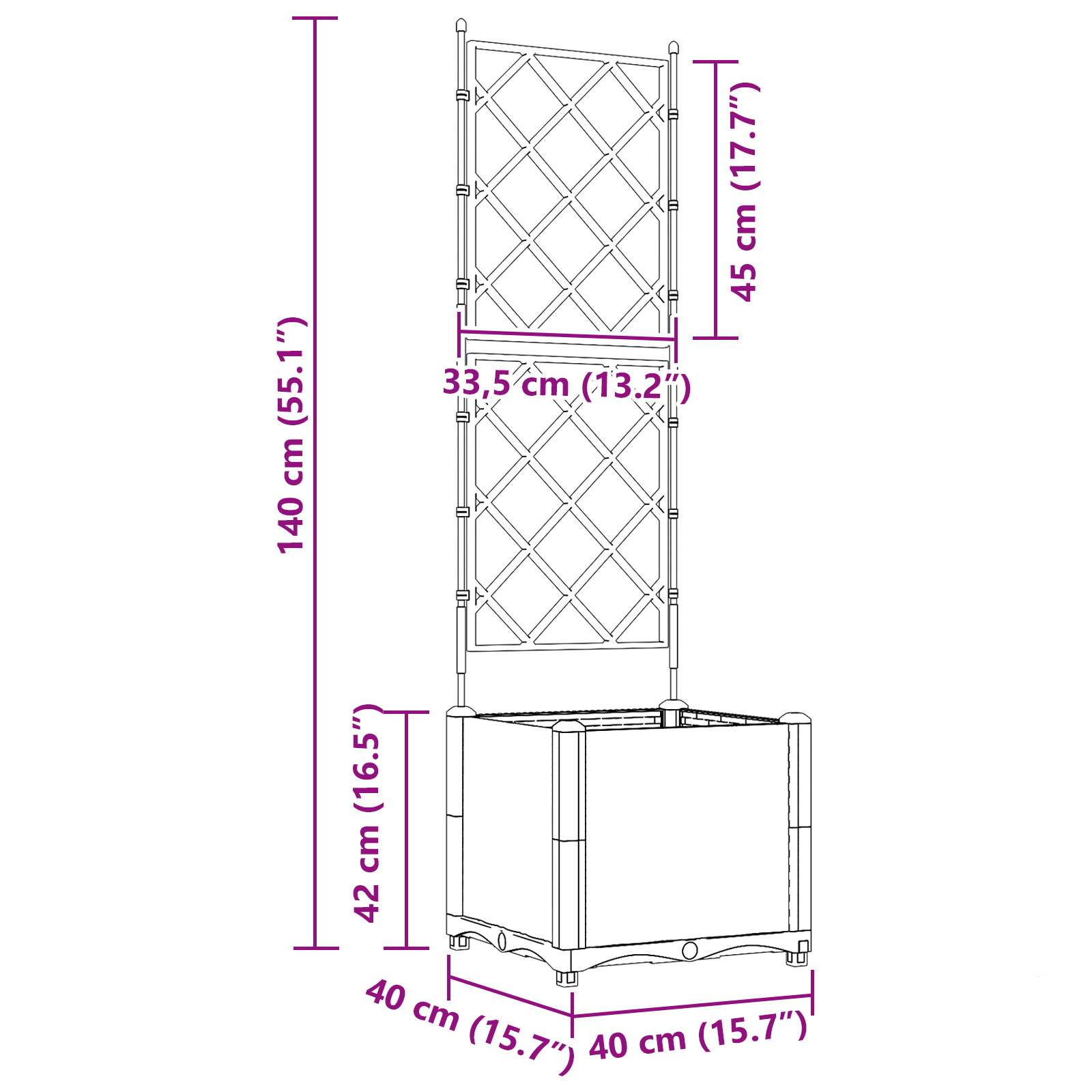 Garden Planter with Trellis Light Grey 40x40x143 cm - Image 9