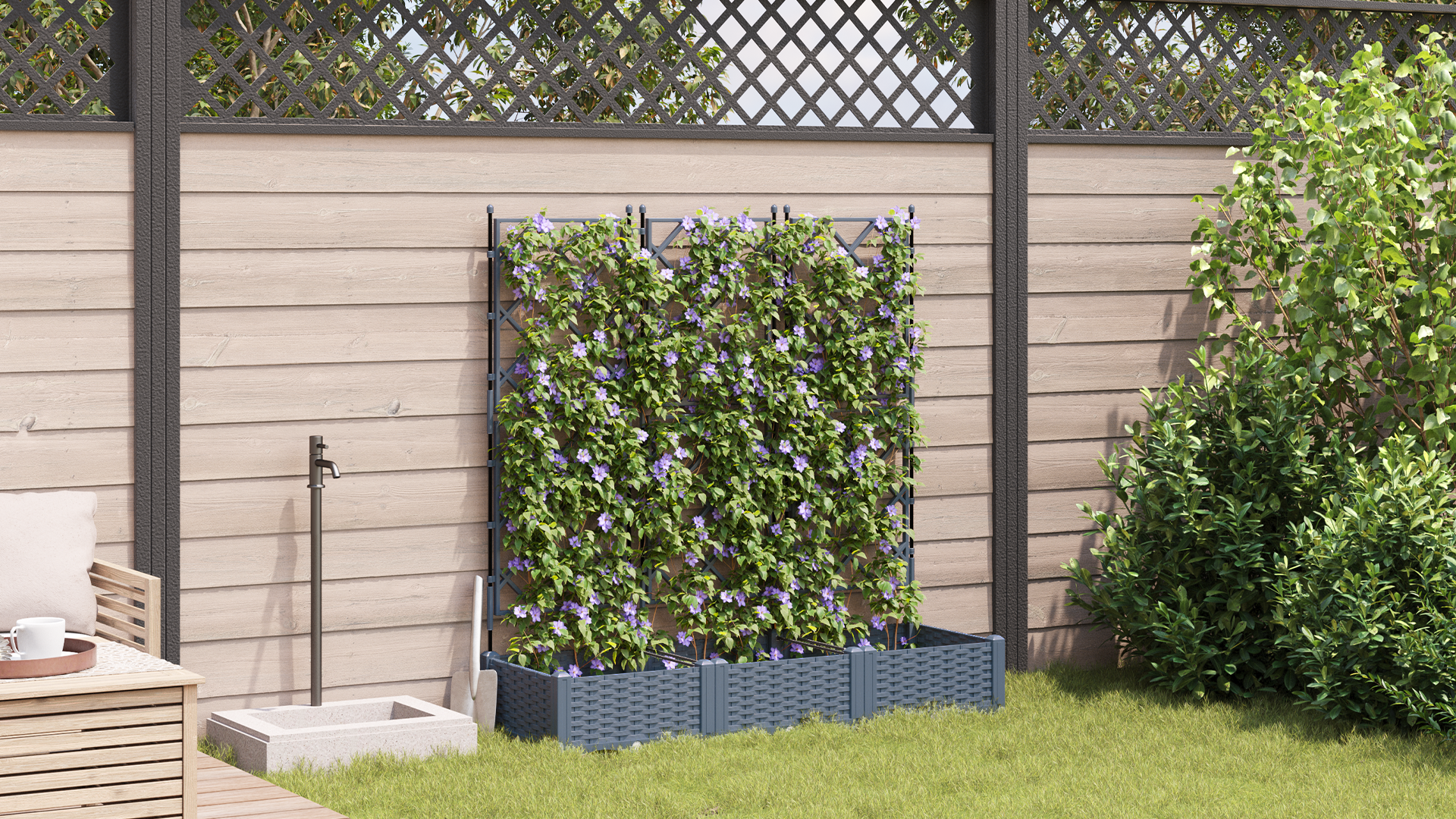 Garden Planter with Trellis 3 pcs Light Grey 120x40x125.5 cm - Image 4