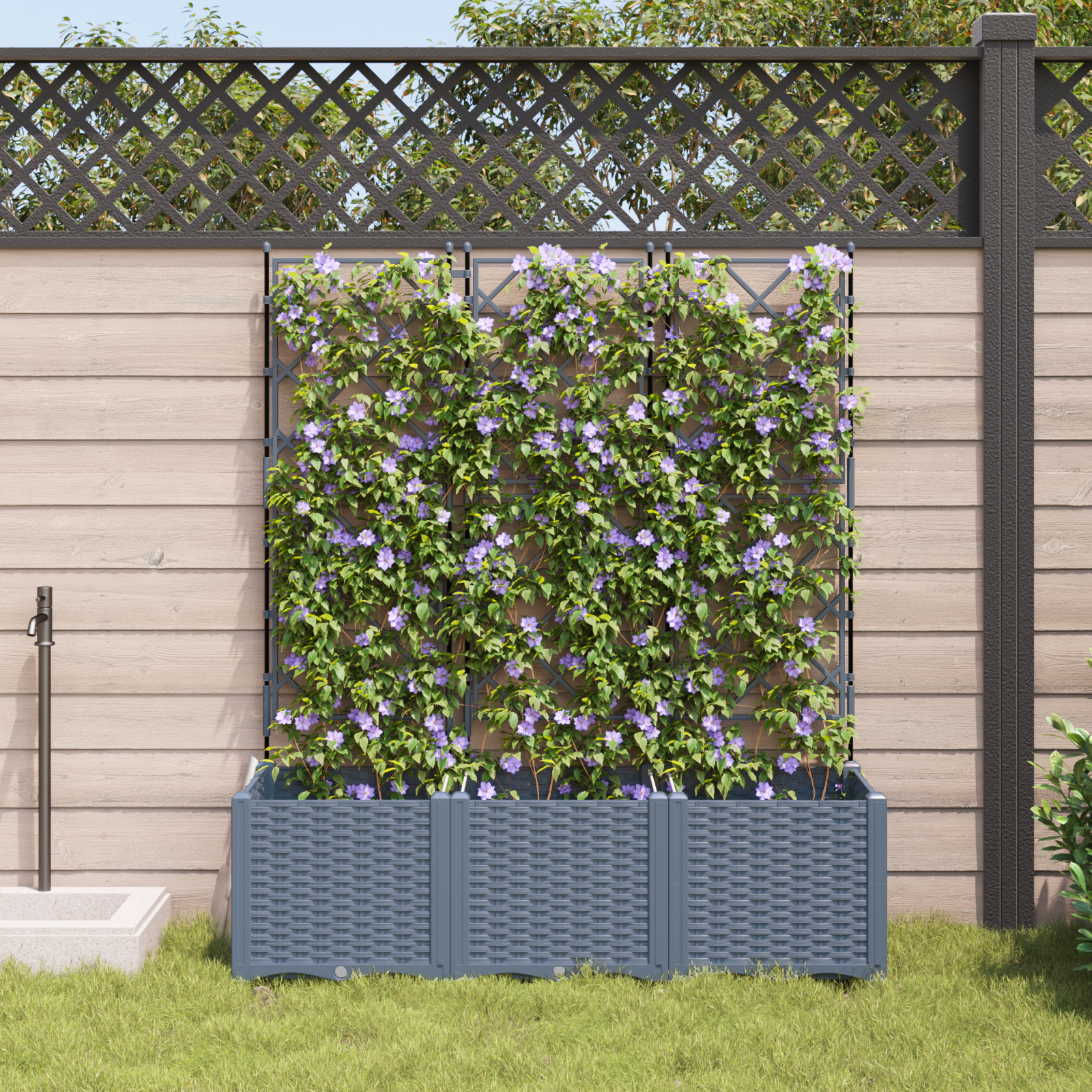 Garden Planter with Trellis 3 pcs Light Grey 120x40x143 cm - Image 3