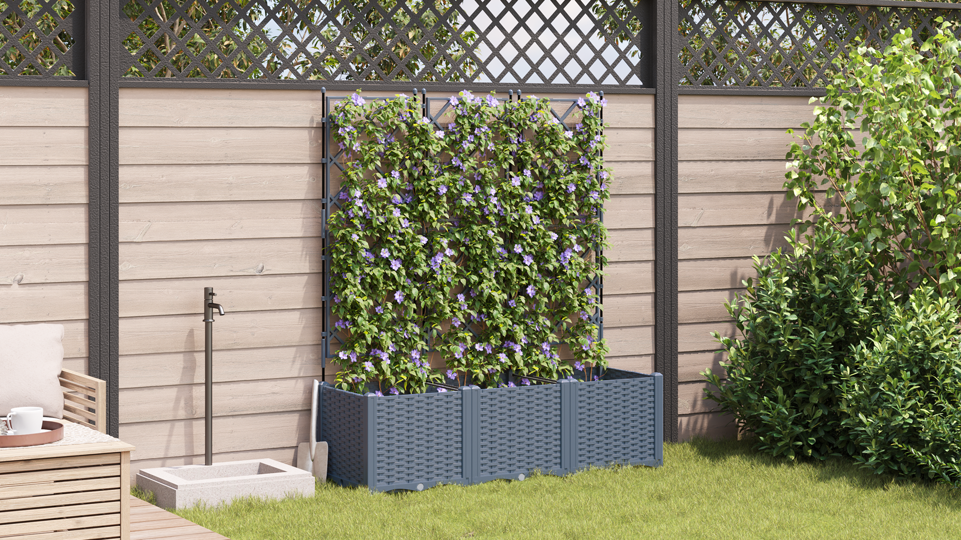 Garden Planter with Trellis 3 pcs Light Grey 120x40x143 cm - Image 4